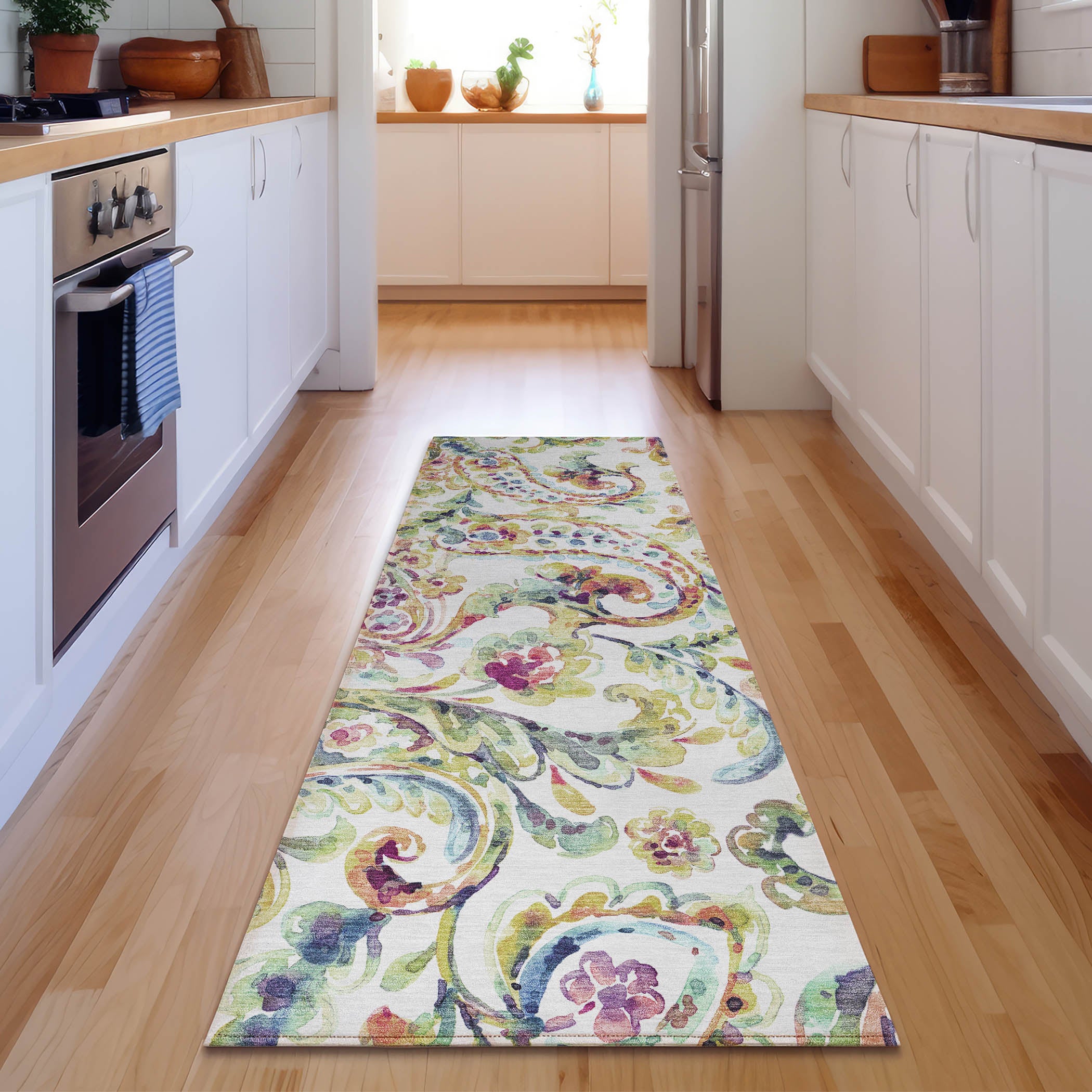 Chiang Mai Machine Washable Transitional Ivory Rug 2'3" x 7'6" #shape_Runner