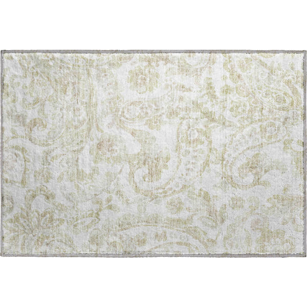 Budapest Machine Washable Transitional Beige Brown Rug 1'8" x 2'6"