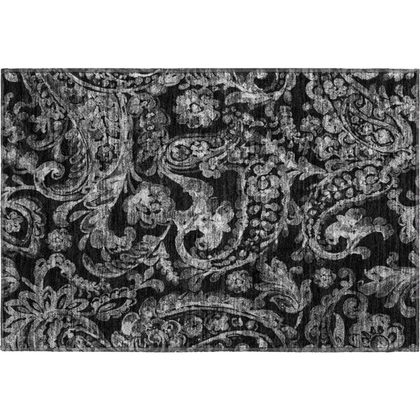 Budapest Machine Washable Transitional Black Rug 1'8" x 2'6"