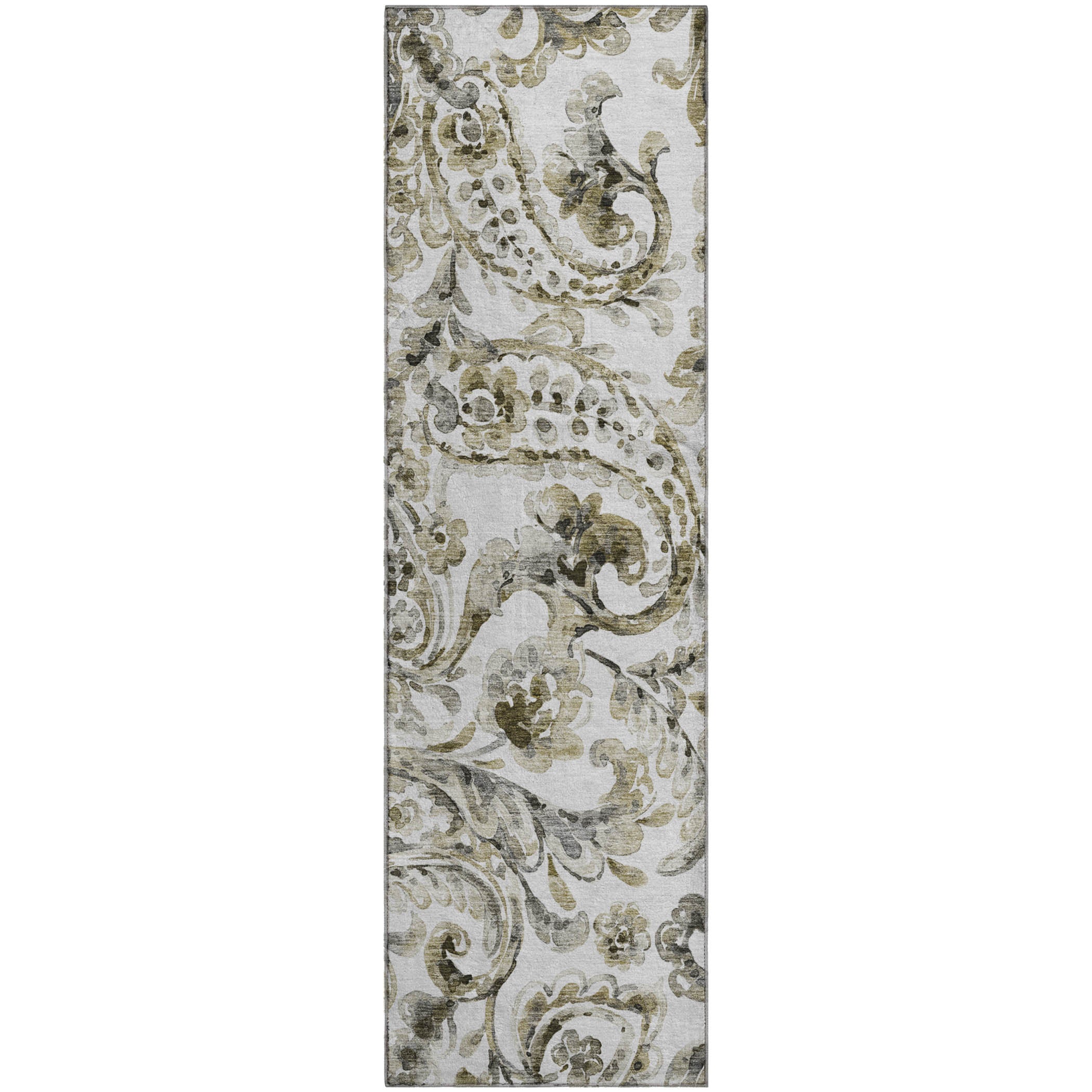 Budapest Machine Washable Transitional Brown Rug 2'3" x 7'6" #shape_Runner