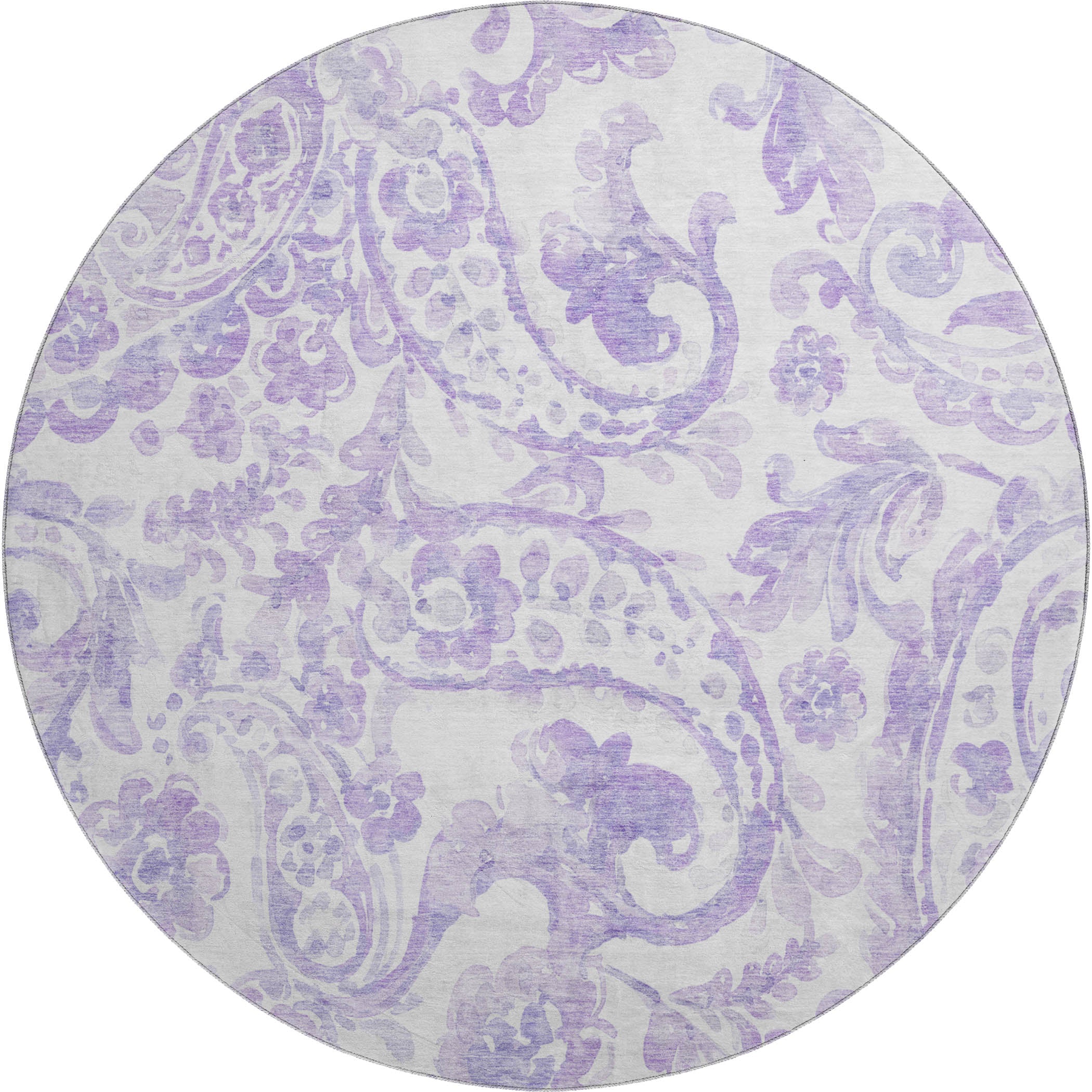 Budapest Machine Washable Transitional Lavender Purple Rug 8' x 8' #shape_Round