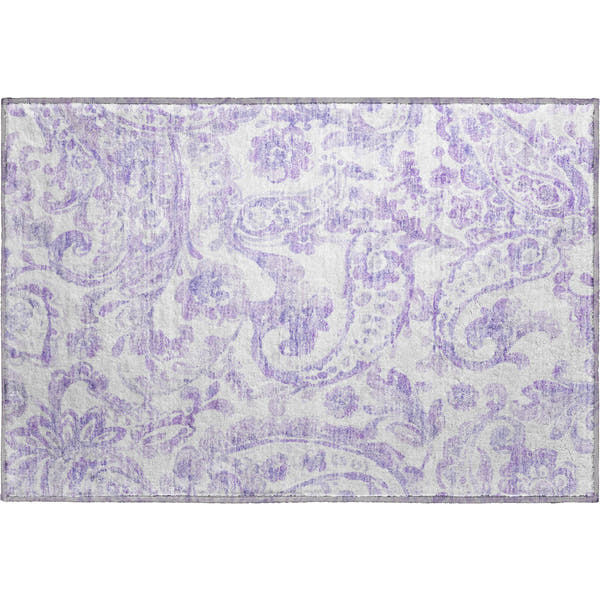Budapest Machine Washable Transitional Lavender Purple Rug 1'8" x 2'6"