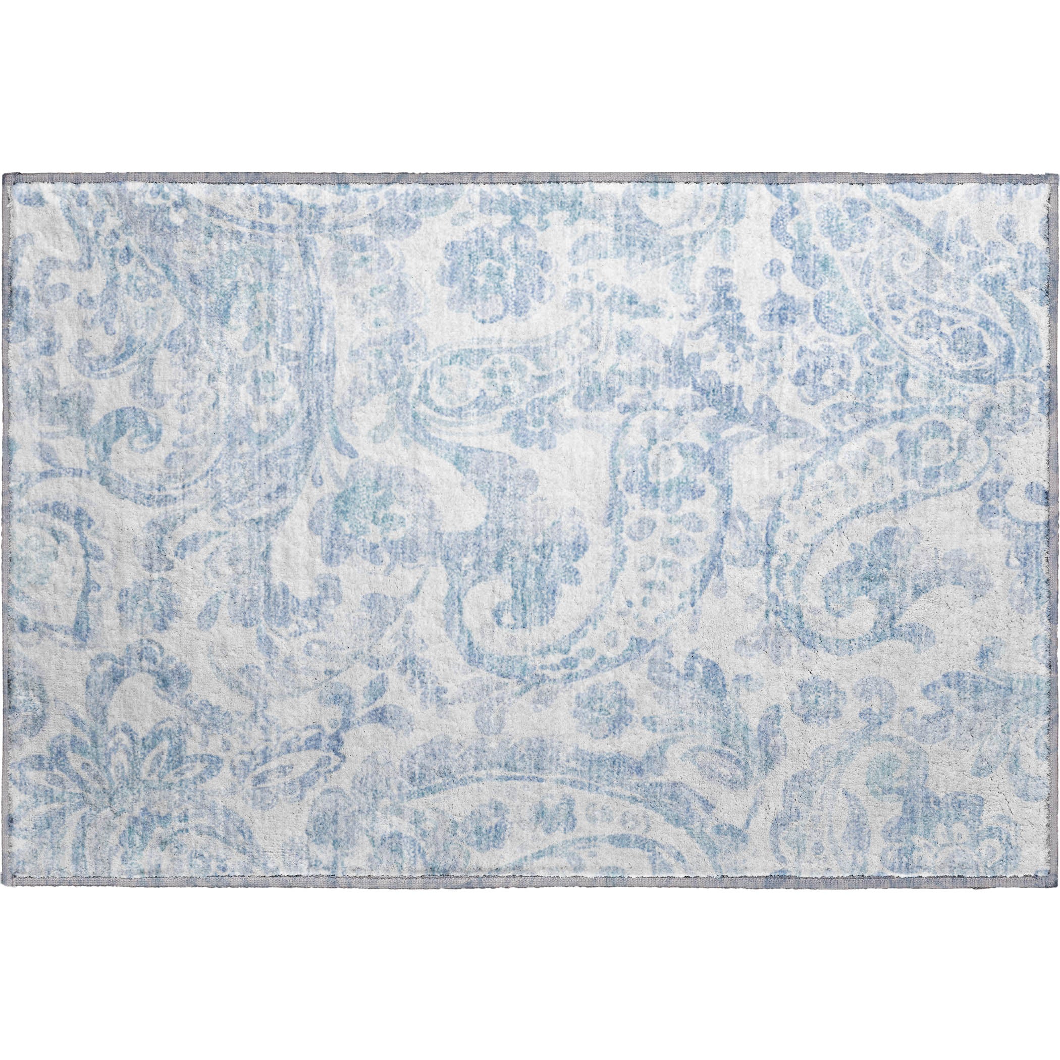 Budapest Machine Washable Transitional Sky Blue Rug 1'8" x 2'6" #shape_Rectangle