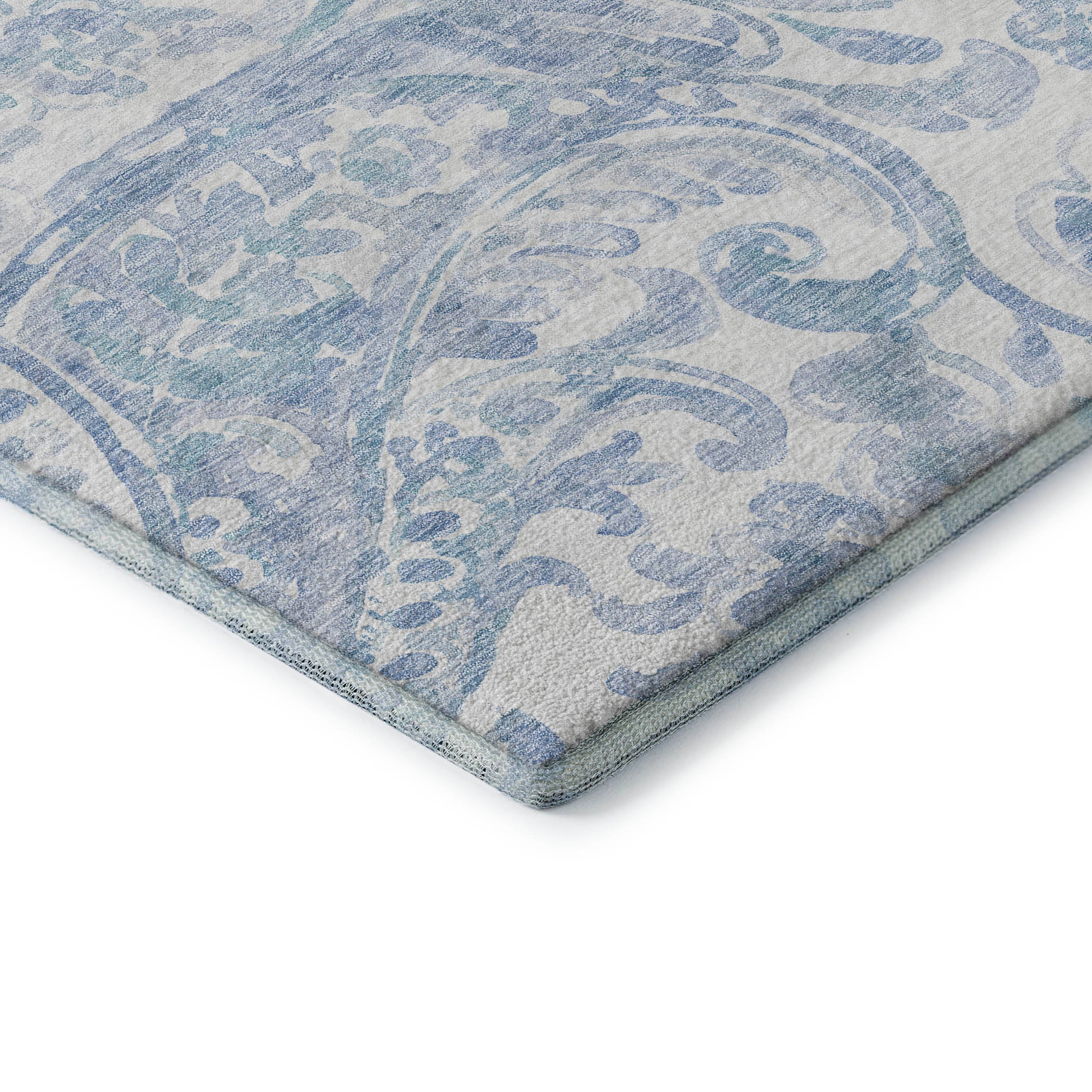 Budapest Machine Washable Transitional Sky Blue Rug 1'8" x 2'6" #shape_Rectangle