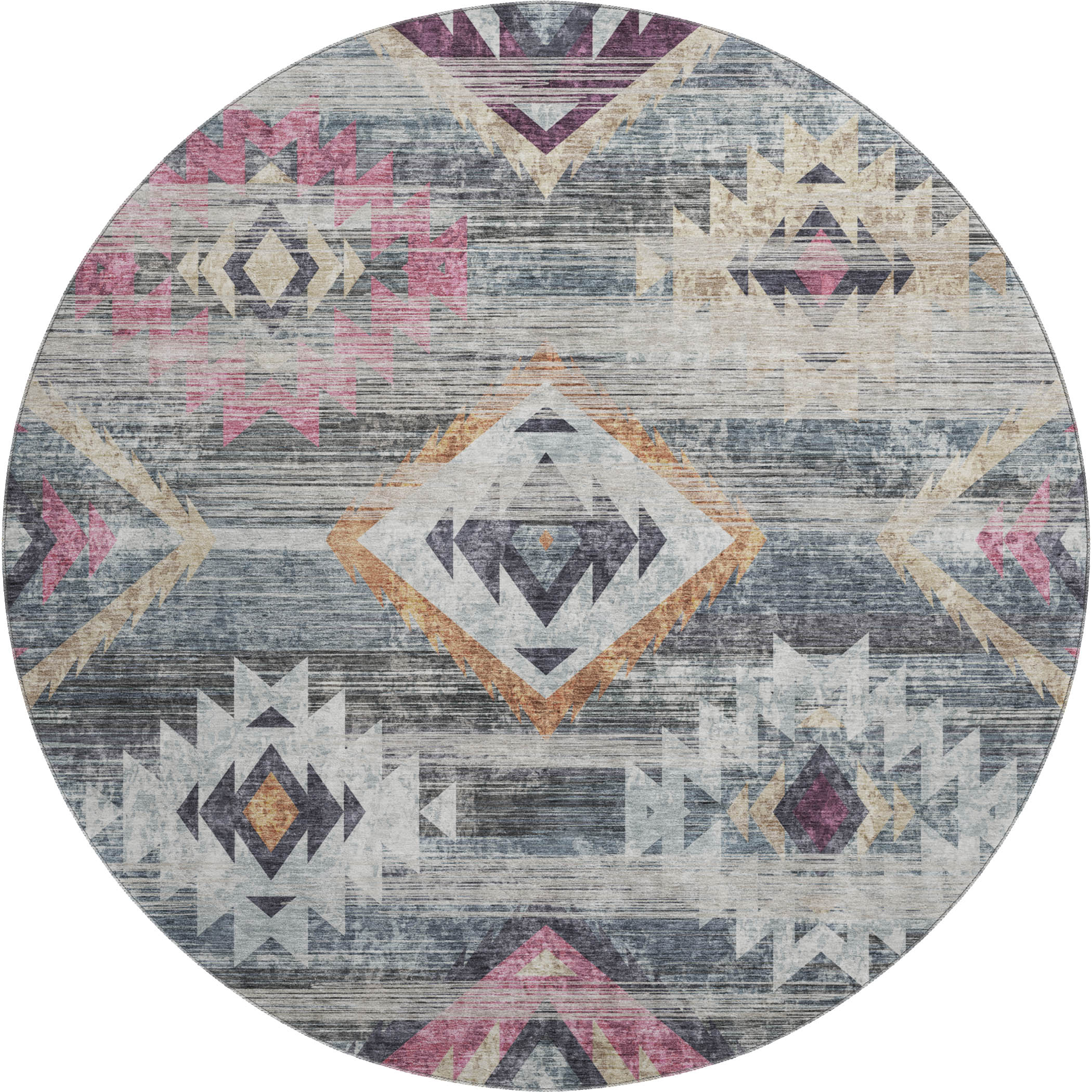 Ghent Machine Washable Transitional Gray Rug 8' x 8' #shape_Round