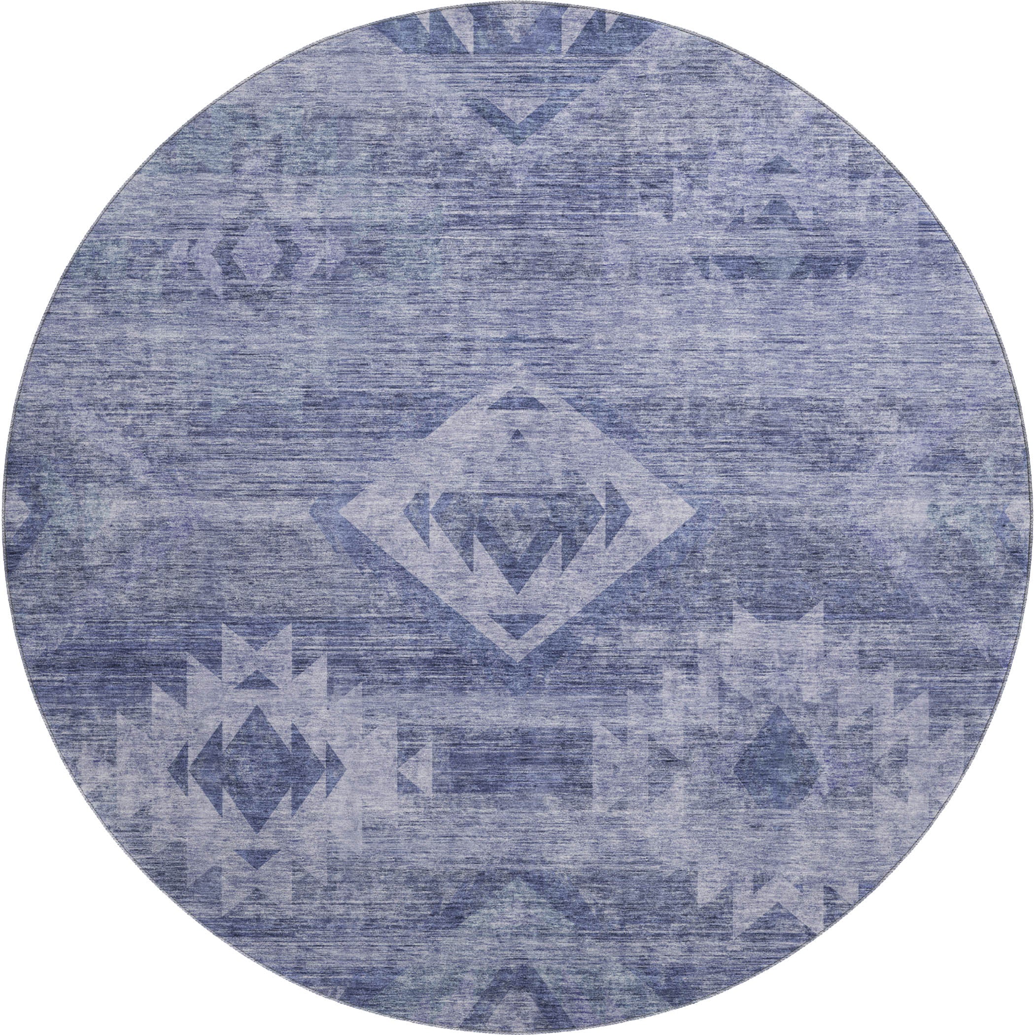 Santorini Machine Washable Transitional Navy Blue Rug 8' x 8' #shape_Round