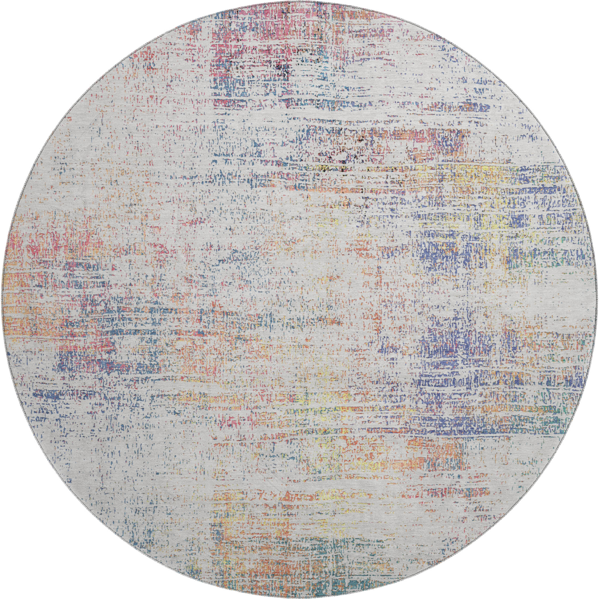 Bogota Machine Washable Transitional Ivory Rug 8' x 8' #shape_Round