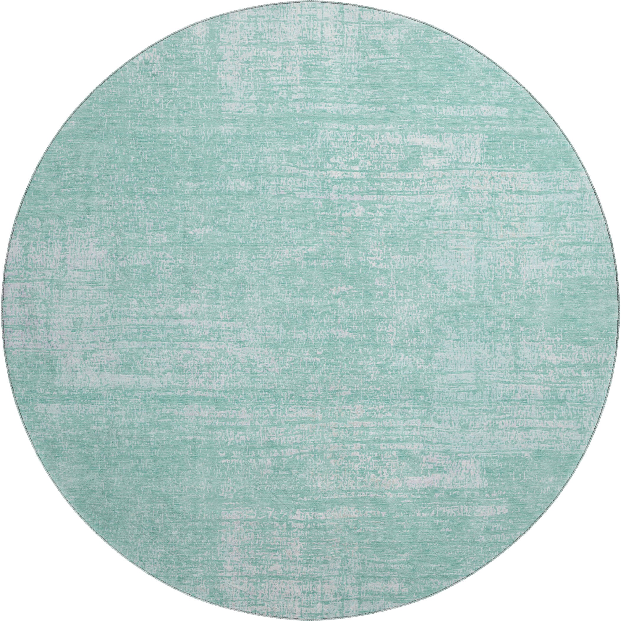 Bern Machine Washable Transitional Turquoise Teal Rug 8' x 8' #shape_Round