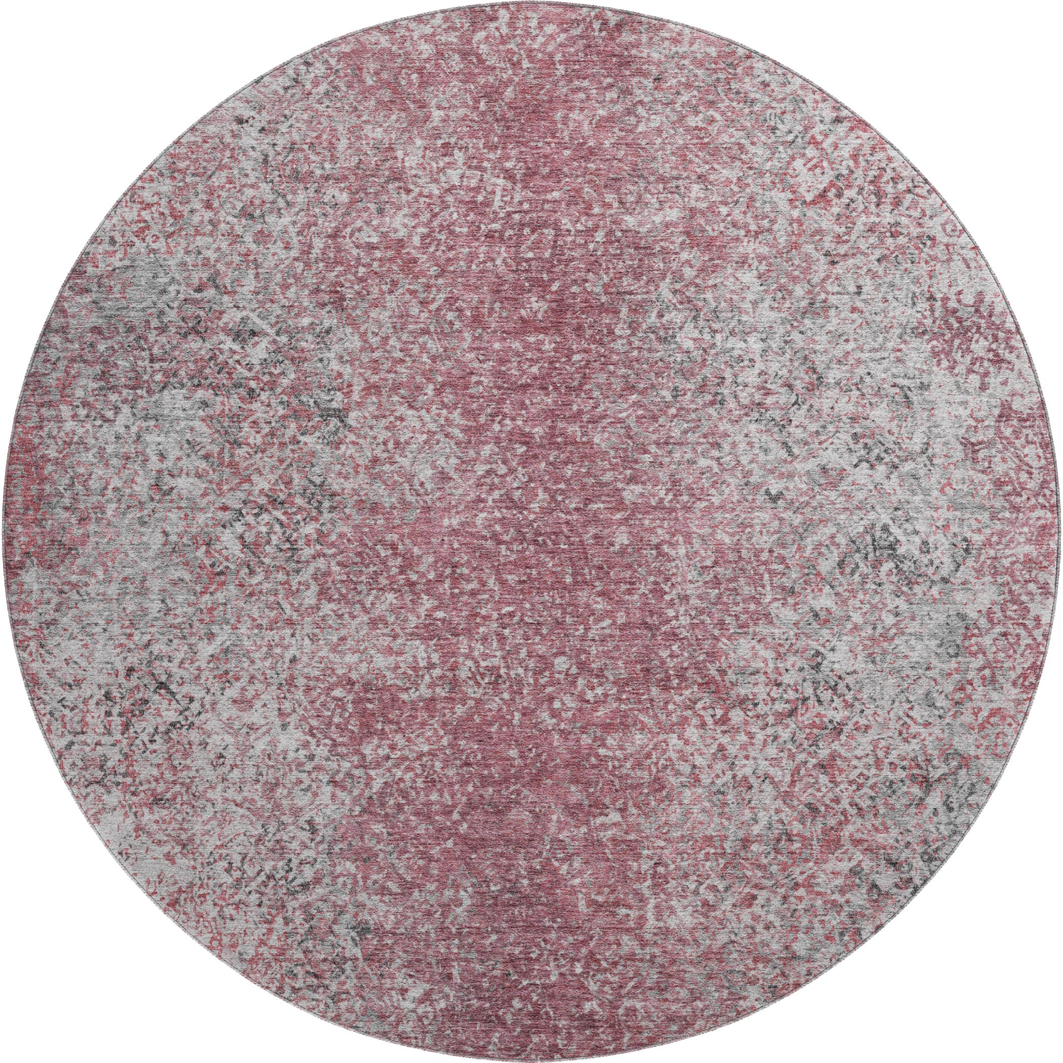 Valletta Machine Washable Transitional Merlot Red Rug 8' x 8' #shape_Round