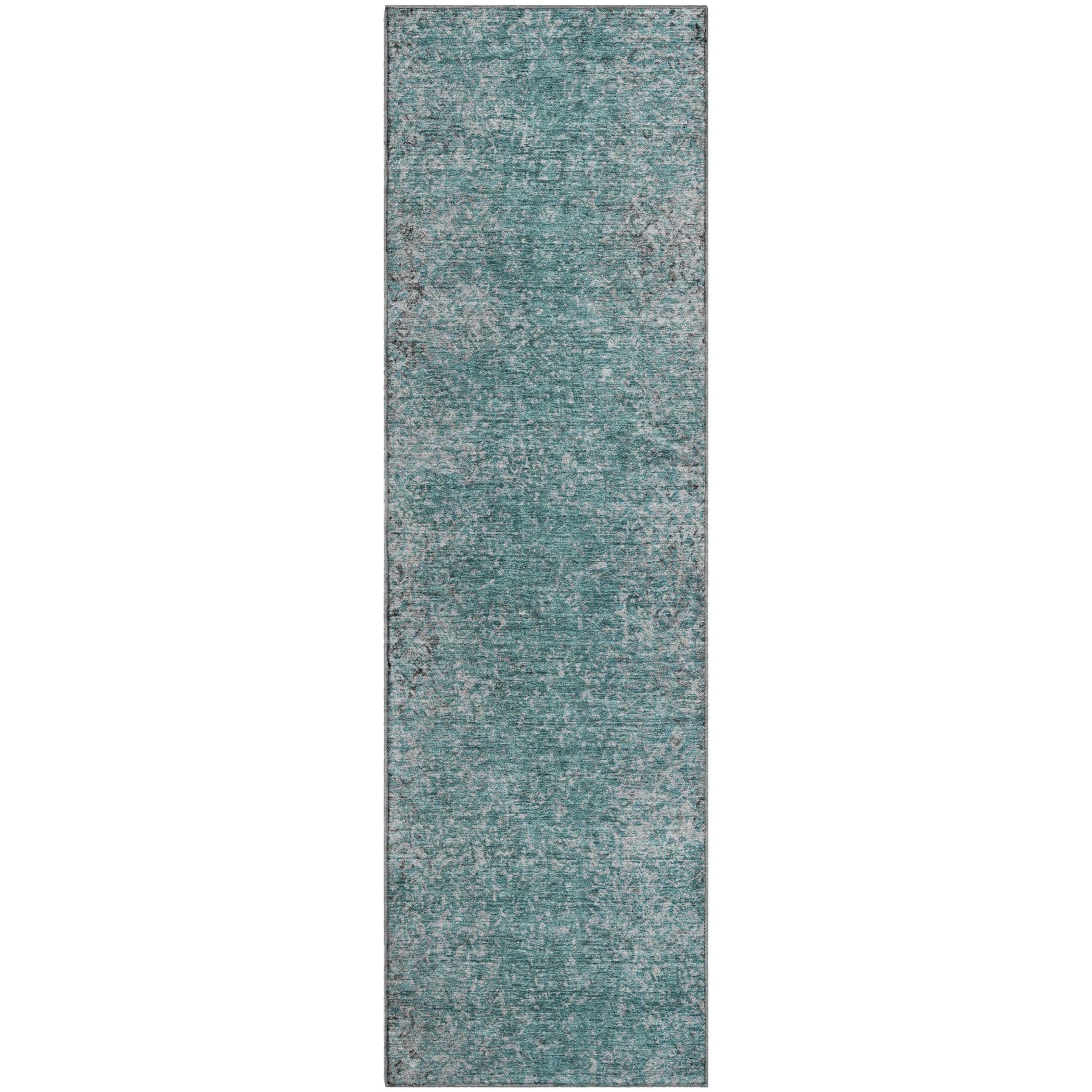 Valletta Machine Washable Transitional Teal Rug 2'3" x 7'6" #shape_Runner