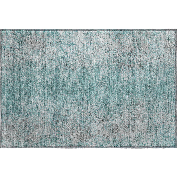 Valletta Machine Washable Transitional Teal Rug 1'8" x 2'6"