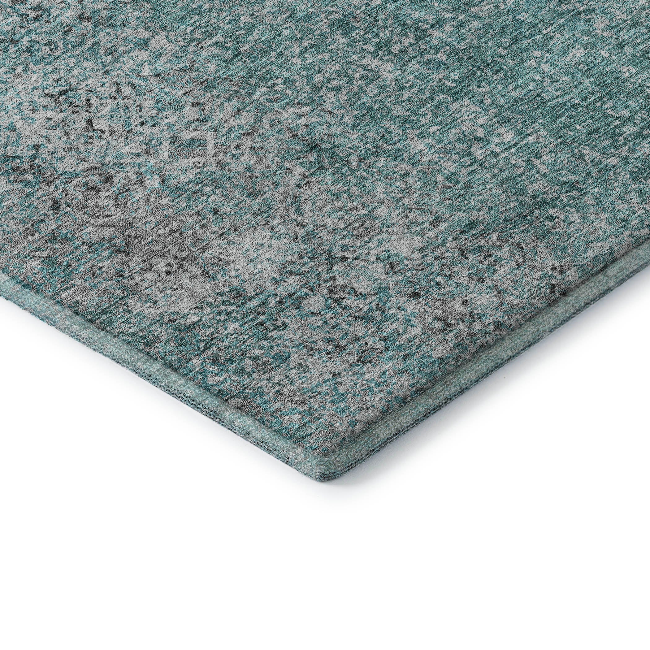 Valletta Machine Washable Transitional Teal Rug 1'8" x 2'6" #shape_Rectangle