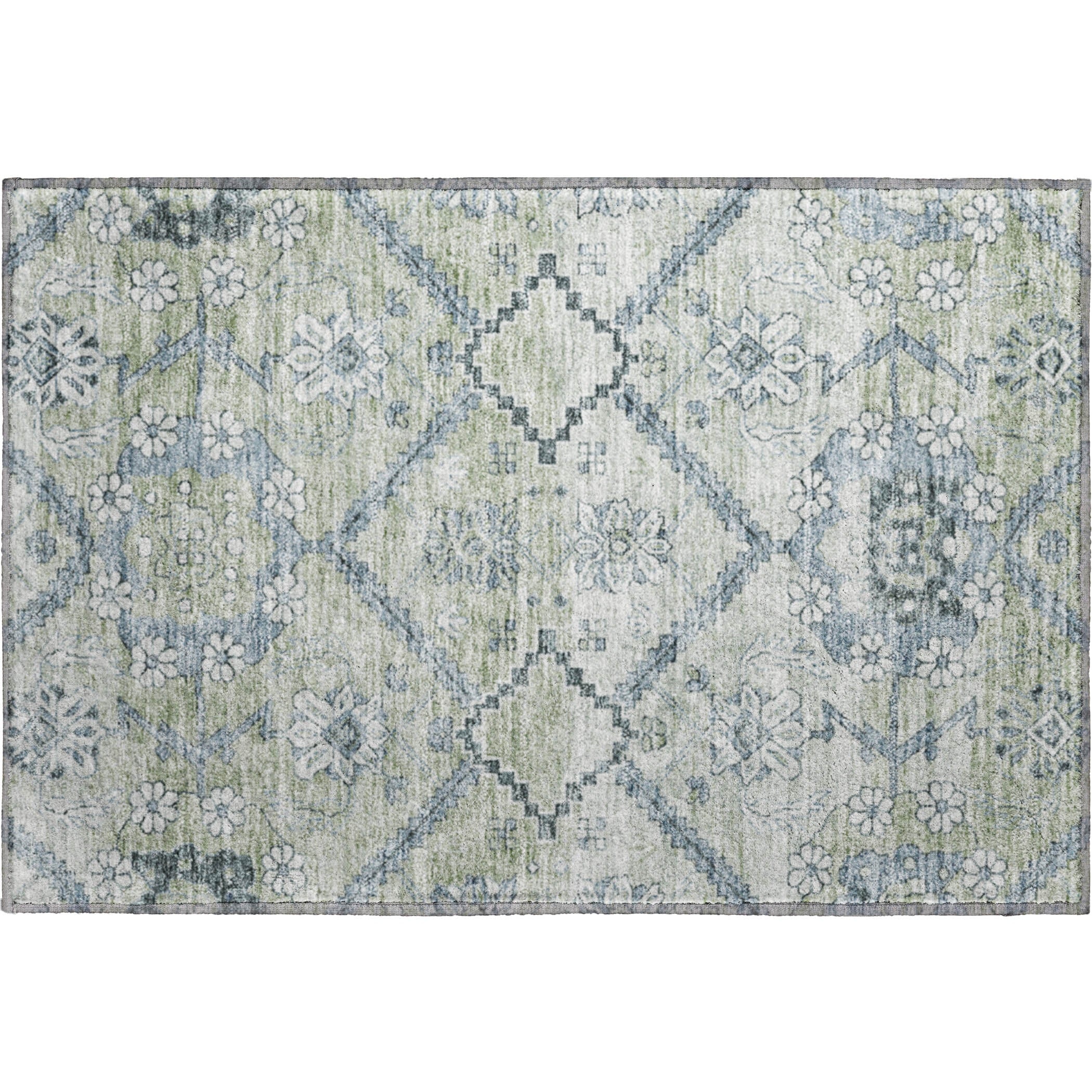 Seville Machine Washable Transitional Aloe Green Rug 1'8" x 2'6" #shape_Rectangle