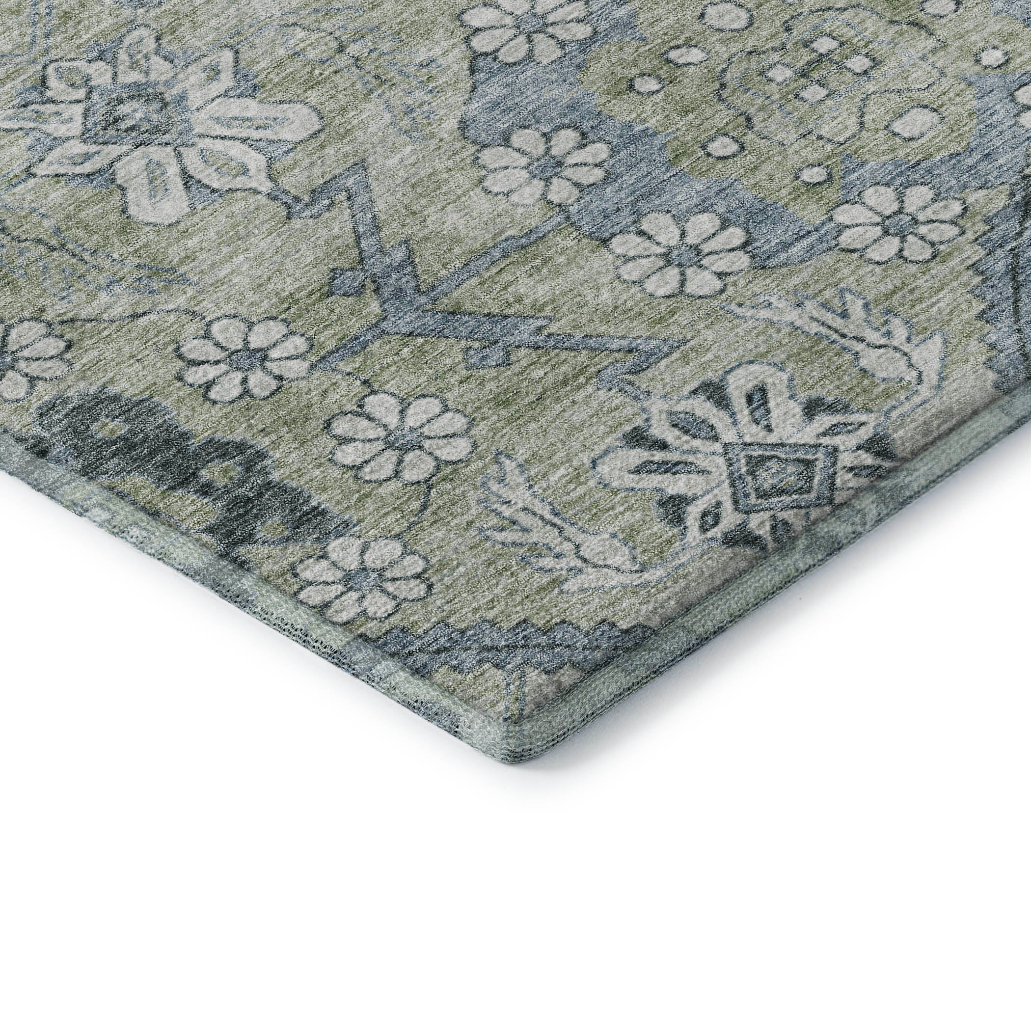 Seville Machine Washable Transitional Aloe Green Rug 1'8" x 2'6" #shape_Rectangle