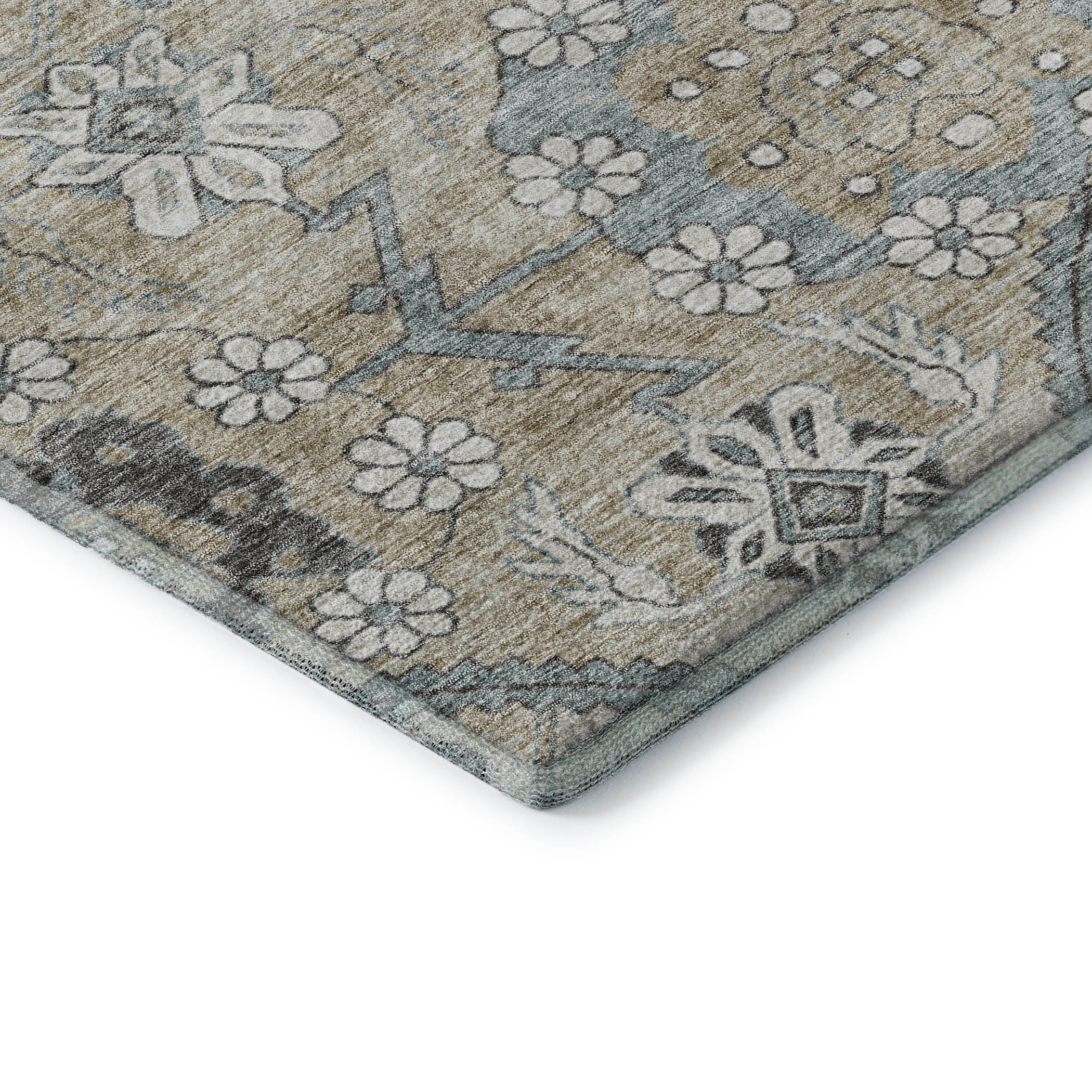 Seville Machine Washable Transitional Beige Brown Rug 1'8" x 2'6" #shape_Rectangle