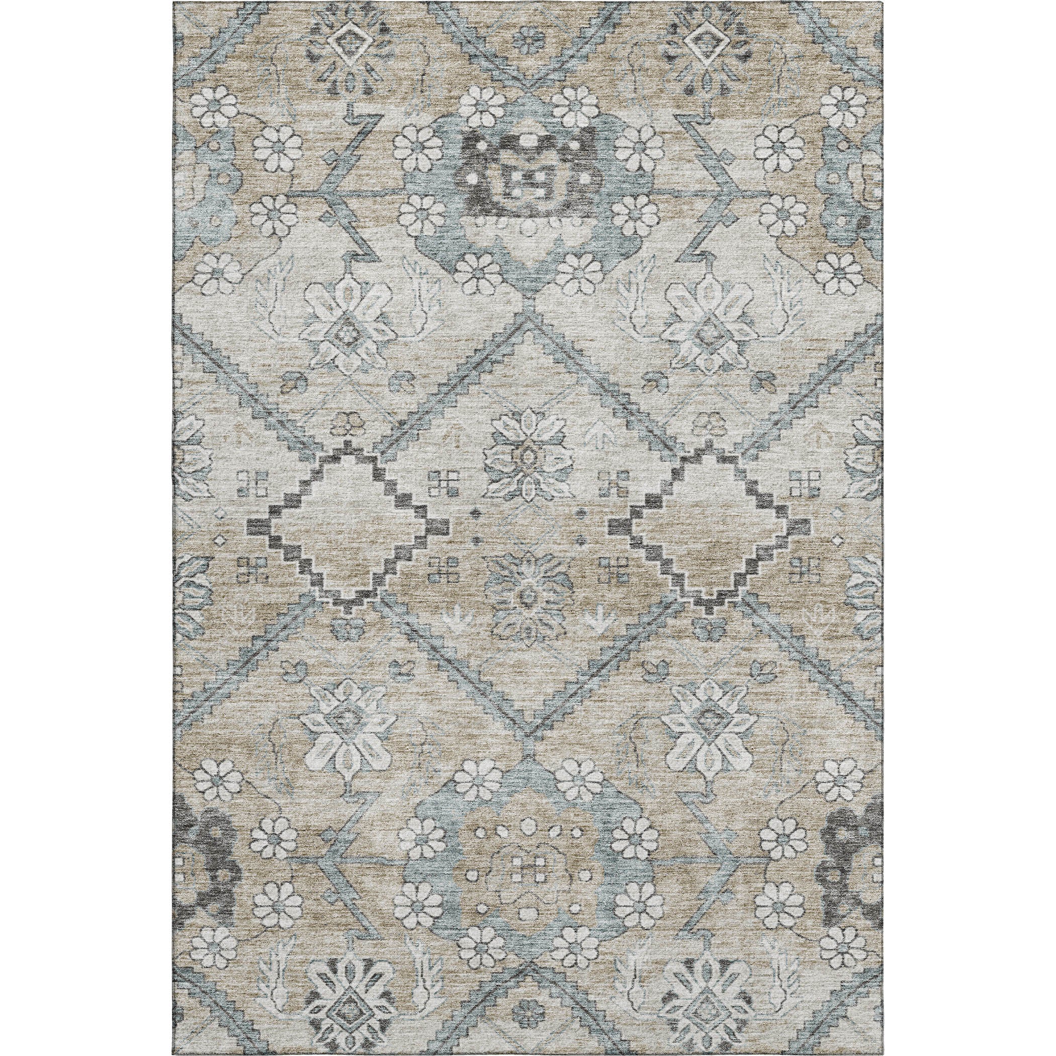 Seville Machine Washable Transitional Beige Brown Rug 2'6" x 3'10" #shape_Rectangle