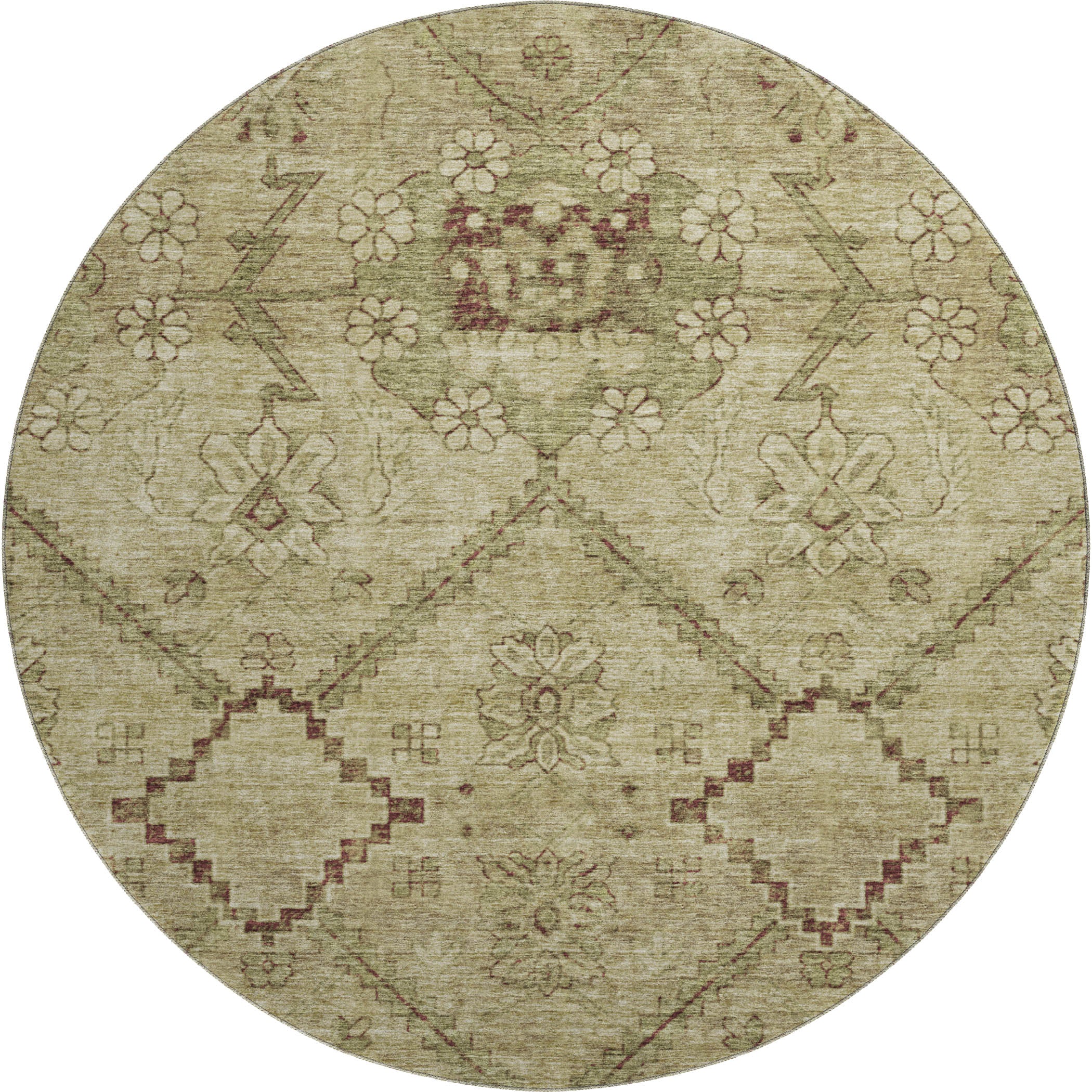 Dublin Machine Washable Transitional Brown Rug 8' x 8' #shape_Round