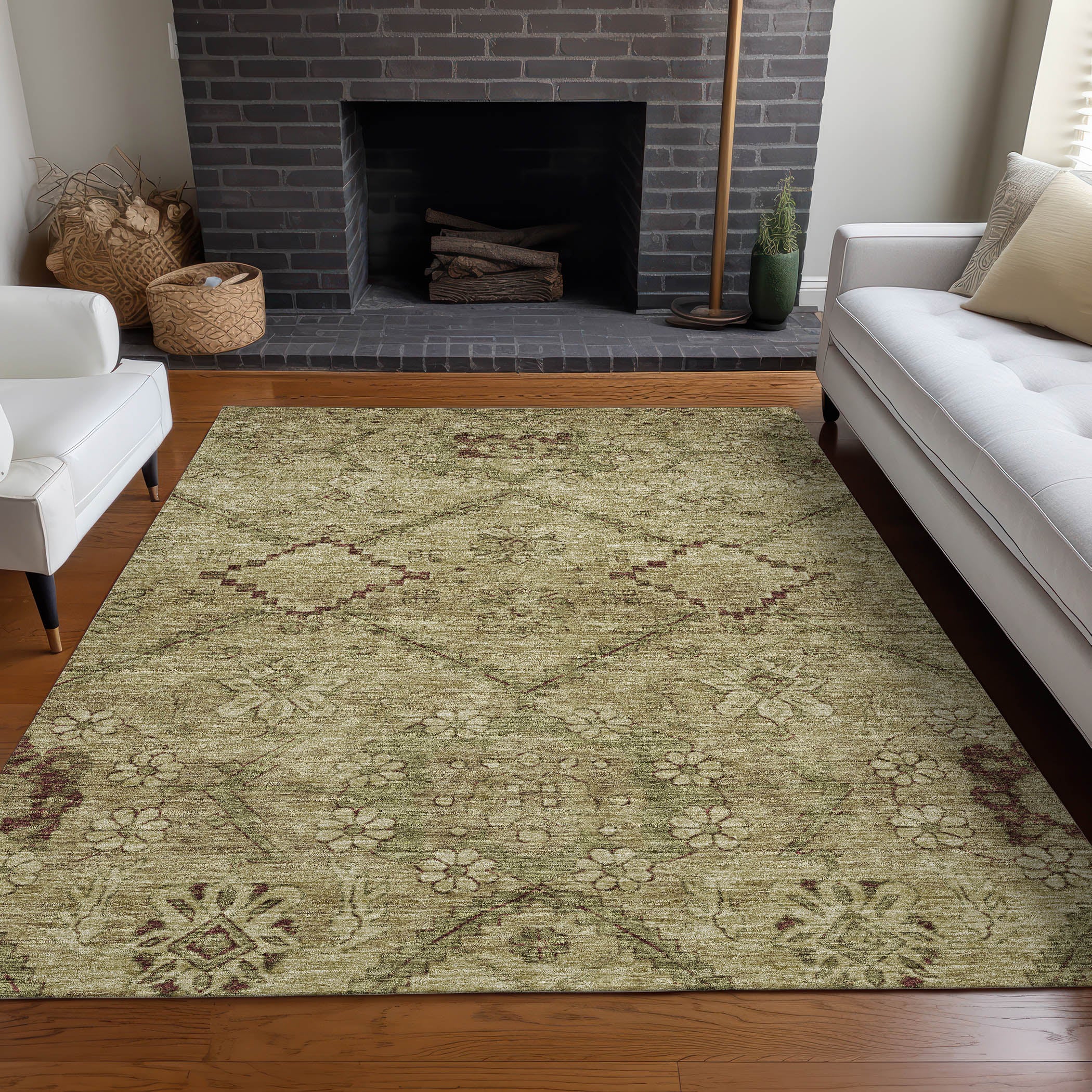 Dublin Machine Washable Transitional Brown Rug 2'6" x 3'10" #shape_Rectangle