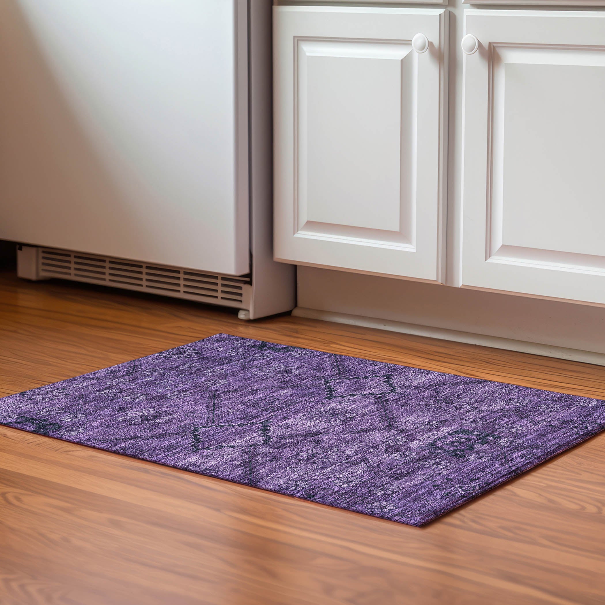 Dublin Machine Washable Transitional Eggplant Purple Rug 1'8" x 2'6" #shape_Rectangle