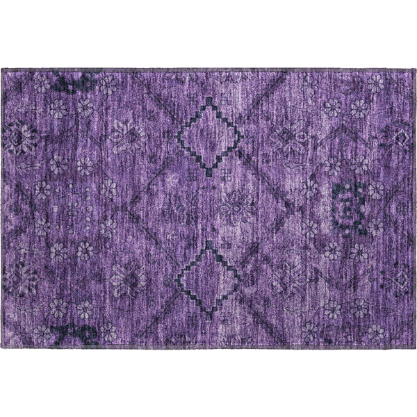 Dublin Machine Washable Transitional Eggplant Purple Rug 1'8" x 2'6"
