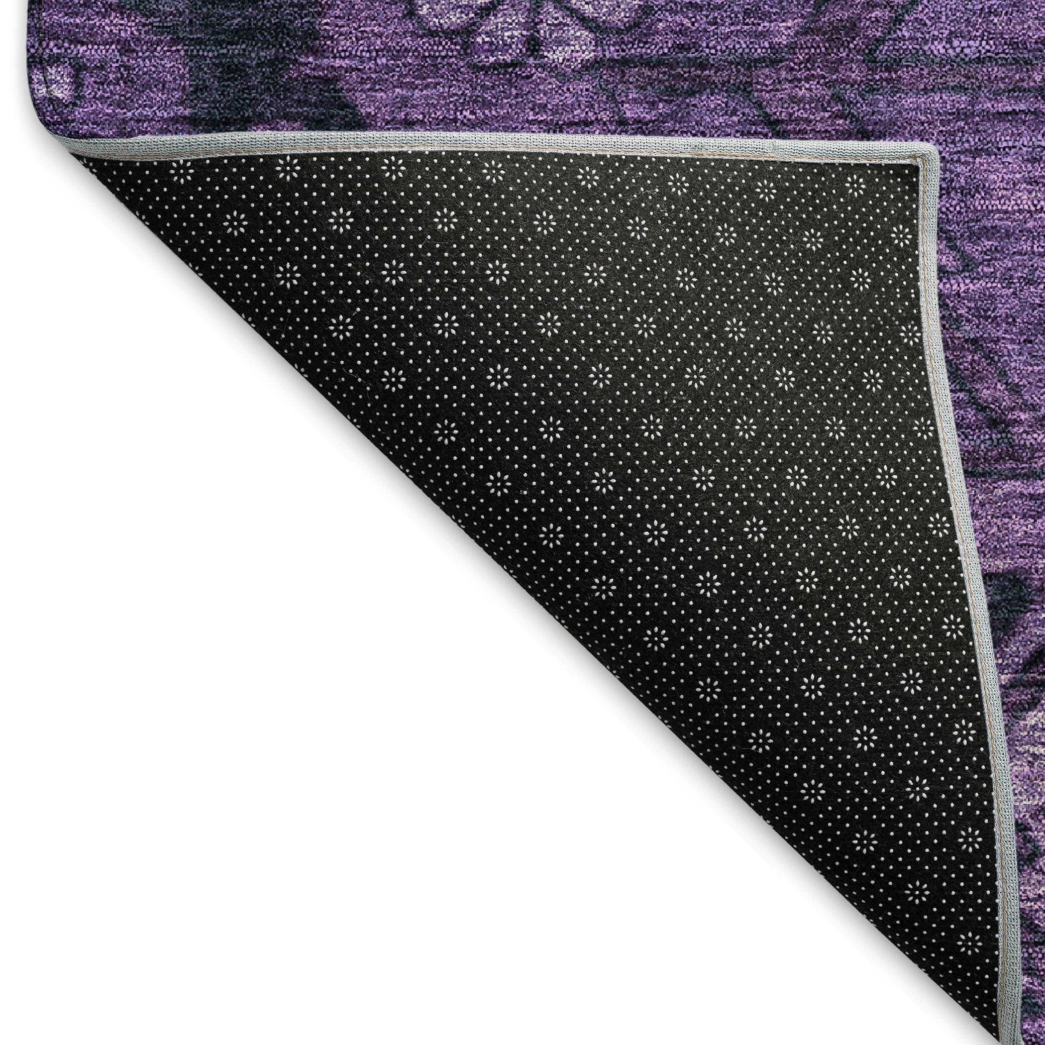 Dublin Machine Washable Transitional Eggplant Purple Rug 1'8" x 2'6" #shape_Rectangle