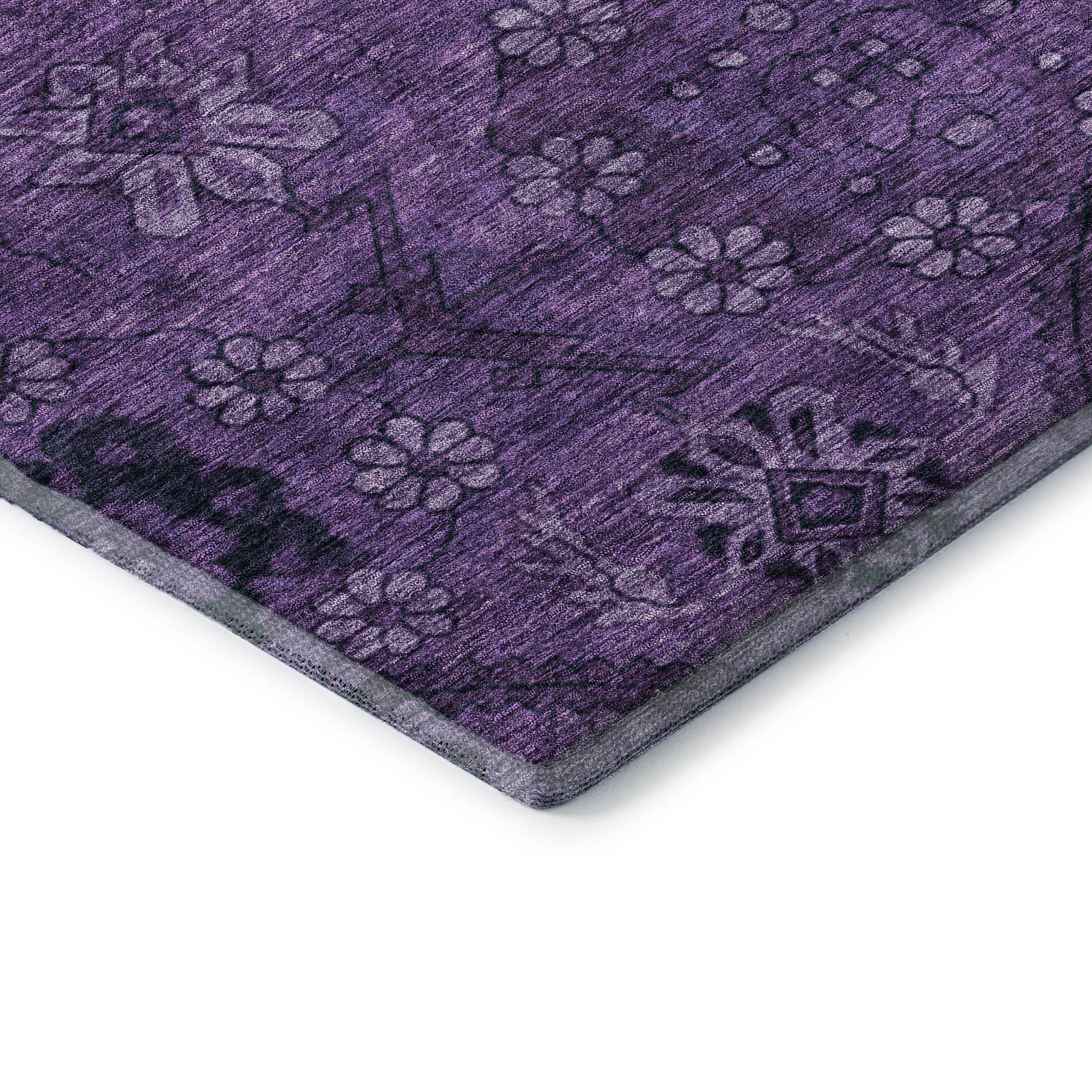 Dublin Machine Washable Transitional Eggplant Purple Rug 1'8" x 2'6" #shape_Rectangle