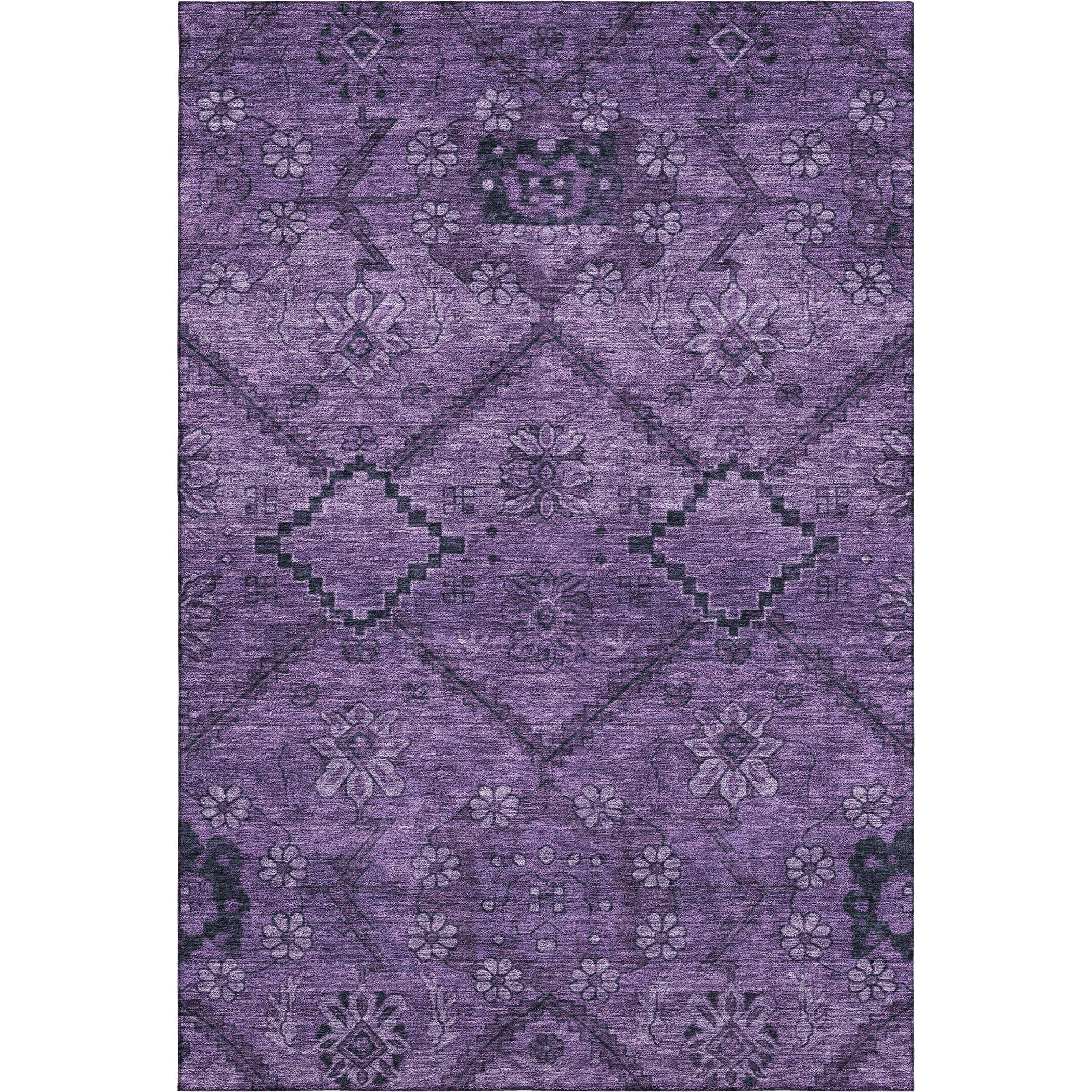 Dublin Machine Washable Transitional Eggplant Purple Rug 2'6" x 3'10" #shape_Rectangle