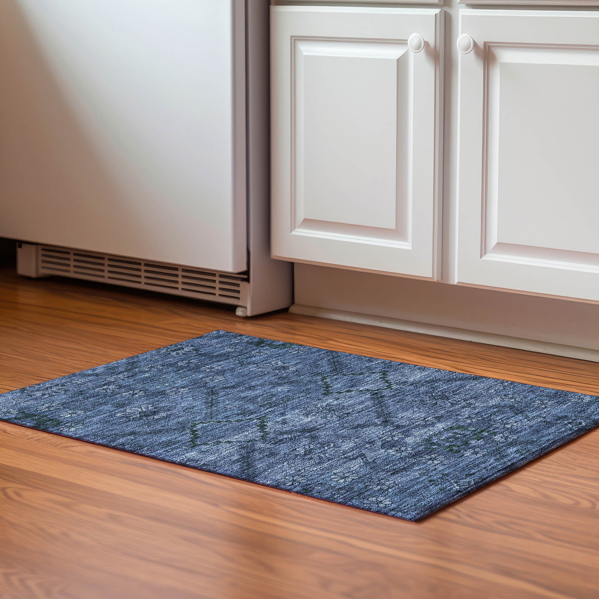 Dublin Machine Washable Transitional Navy Blue Rug 1'8" x 2'6" #shape_Rectangle