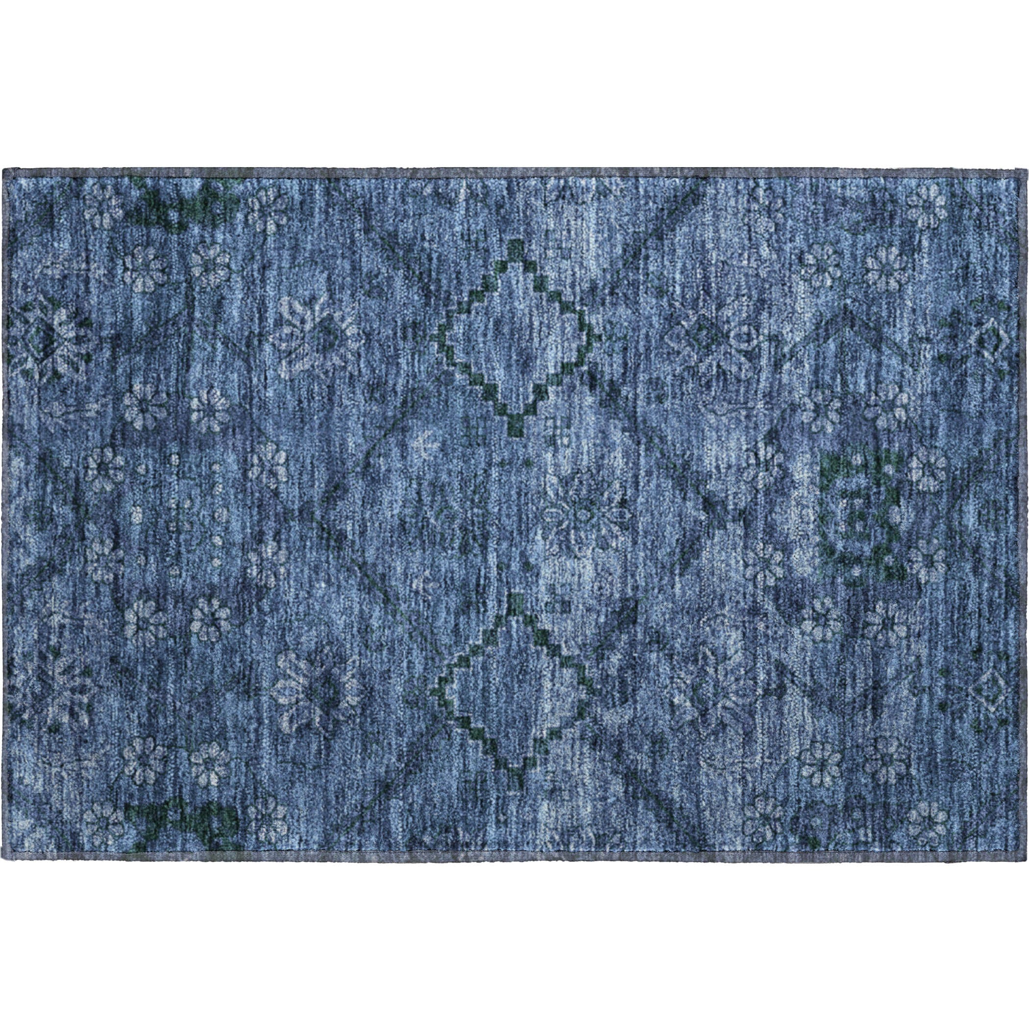 Dublin Machine Washable Transitional Navy Blue Rug 1'8" x 2'6" #shape_Rectangle