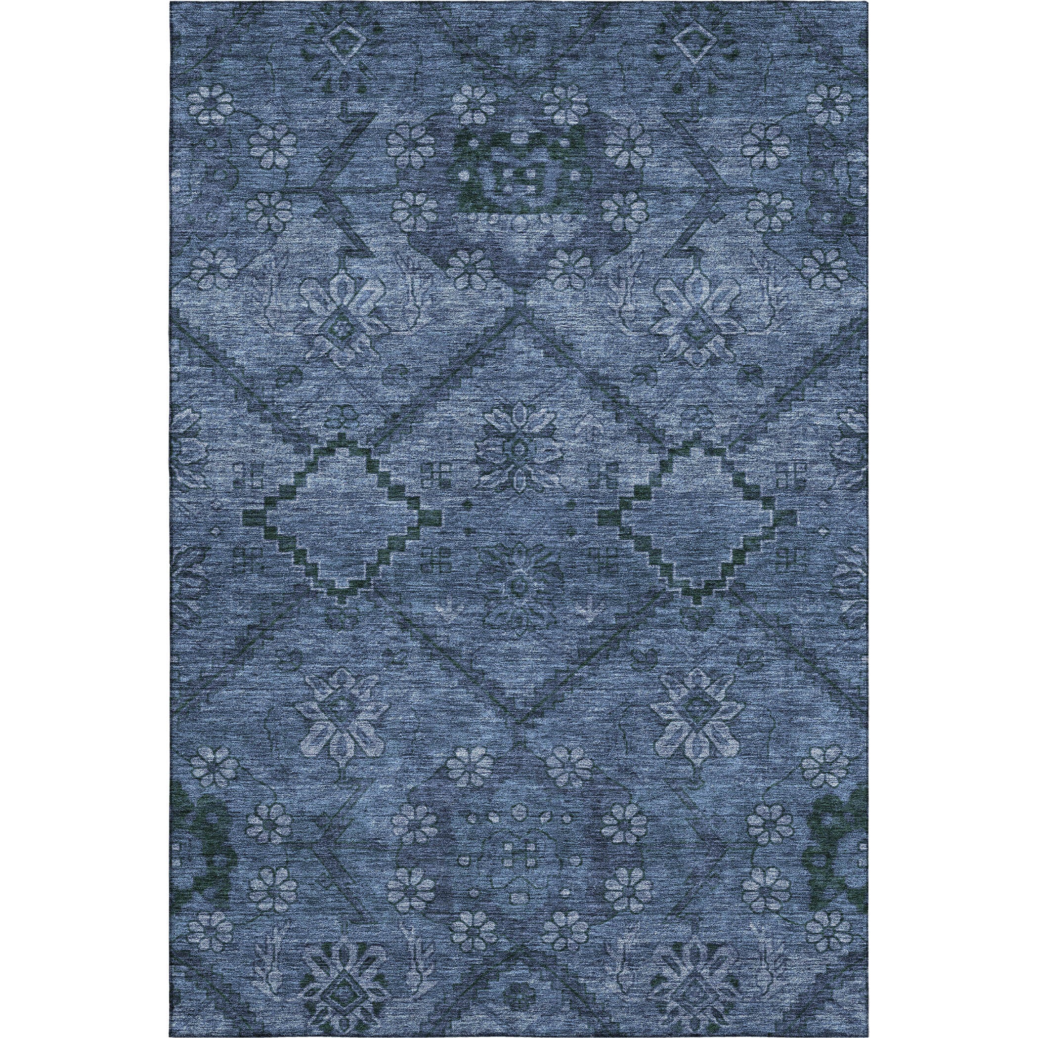 Dublin Machine Washable Transitional Navy Blue Rug 2'6" x 3'10" #shape_Rectangle