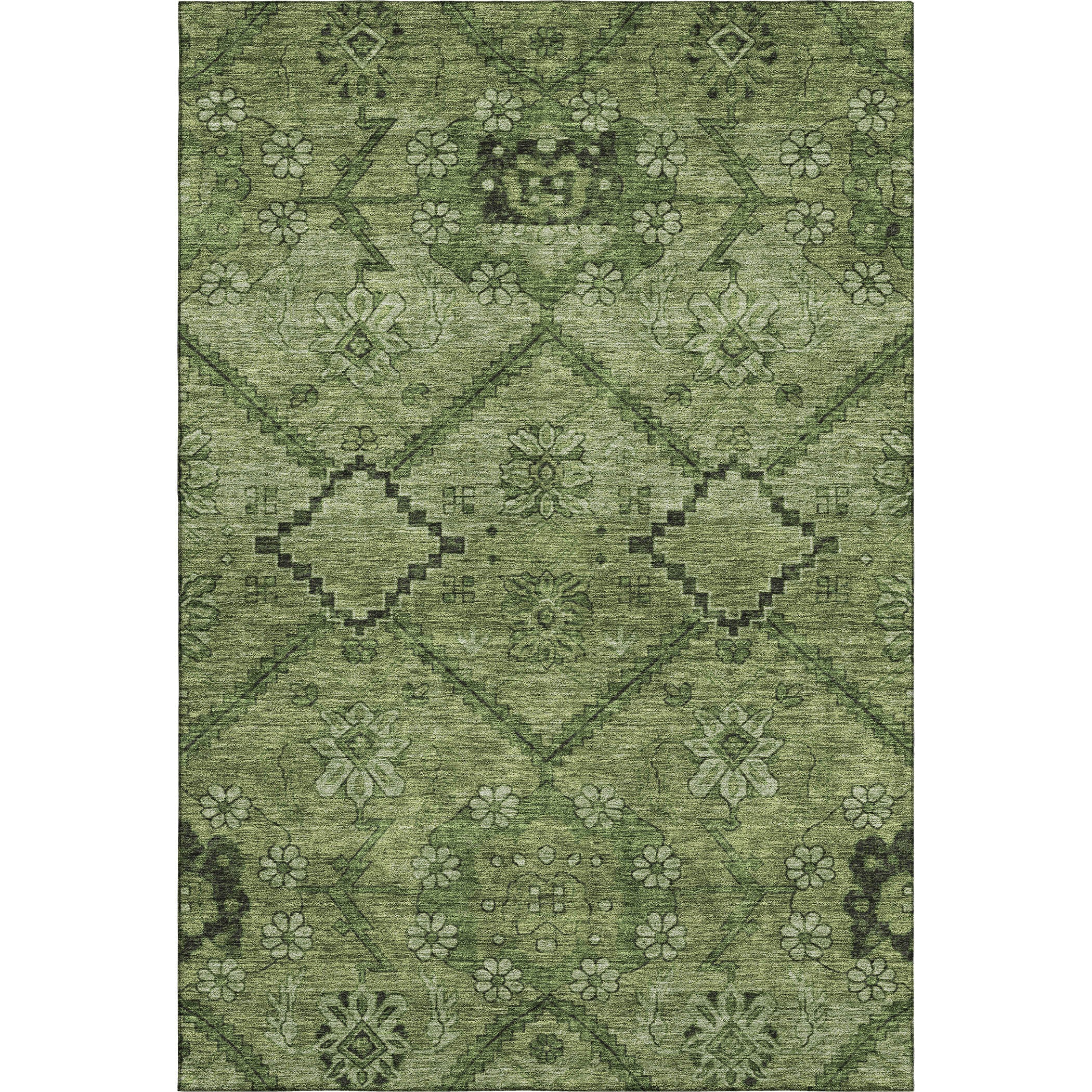 Dublin Machine Washable Transitional Olive Green Rug 2'6" x 3'10" #shape_Rectangle