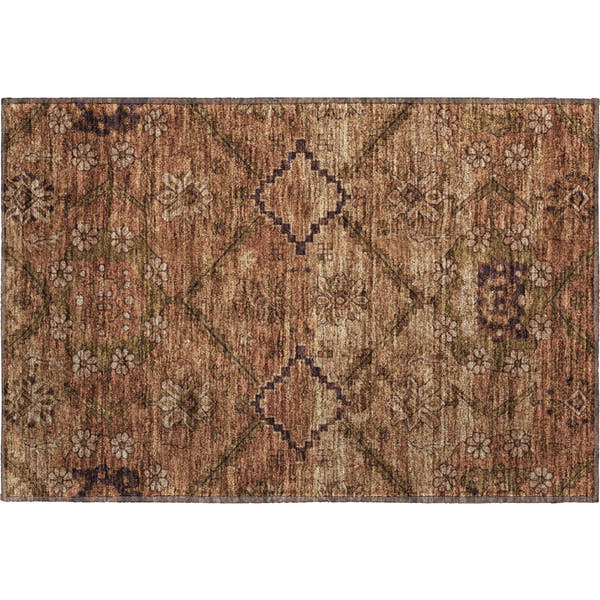 Dublin Machine Washable Transitional Paprika Orange Rug 1'8" x 2'6"