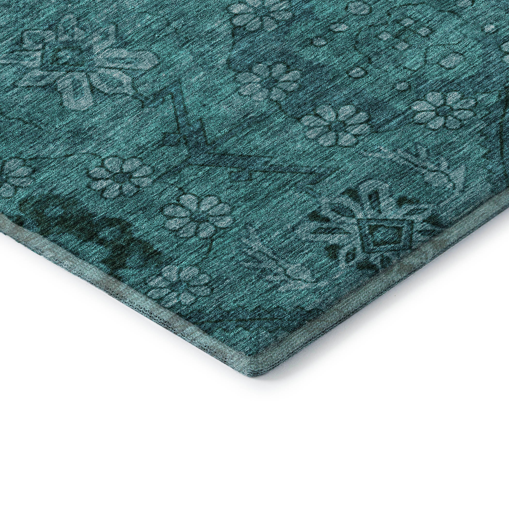 Dublin Machine Washable Transitional Teal Rug 1'8" x 2'6" #shape_Rectangle