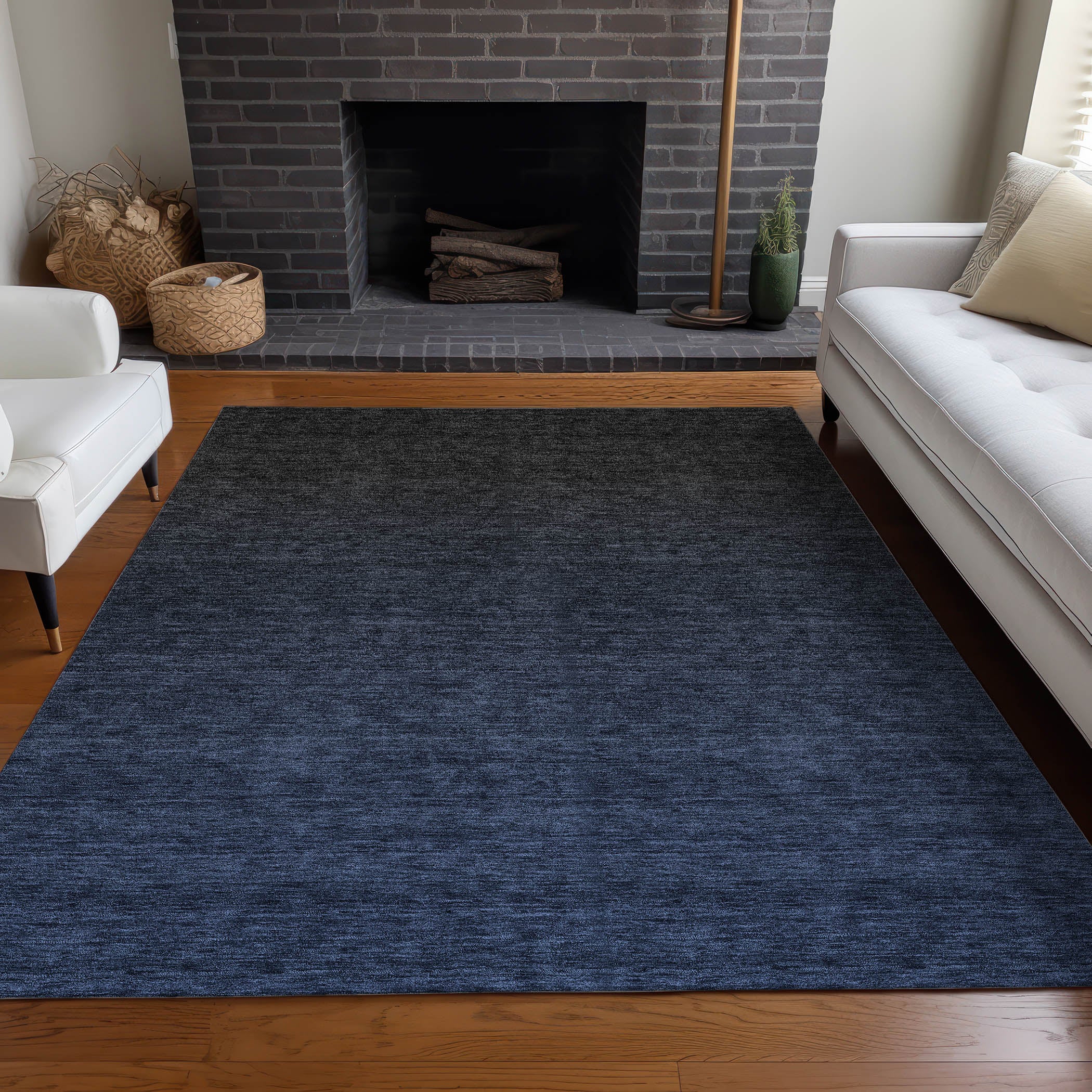 Lucerne Machine Washable Transitional Navy Blue Rug 2'6" x 3'10" #shape_Rectangle