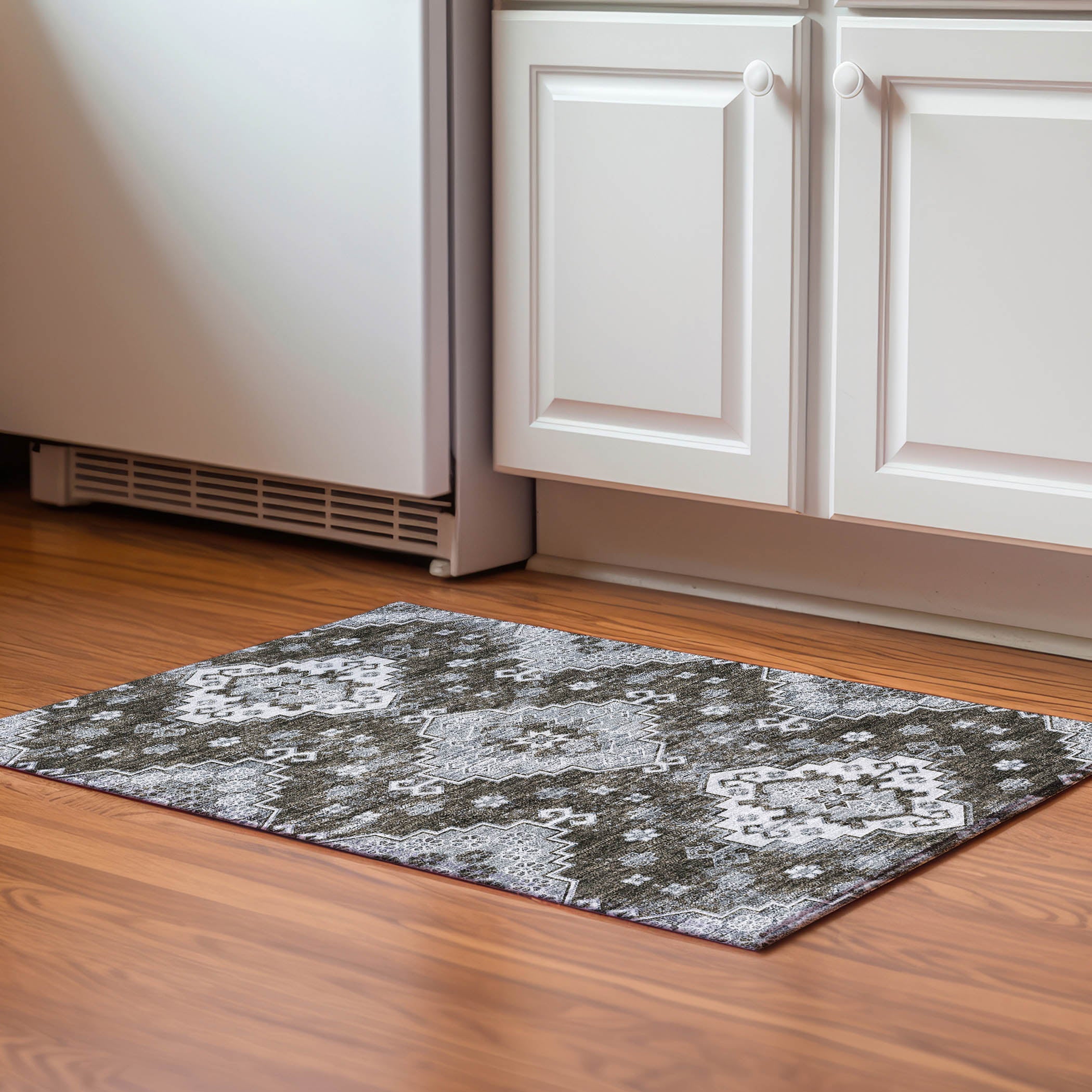 Cairo Machine Washable Traditional Chocolate Brown Rug 1'8" x 2'6" #shape_Rectangle