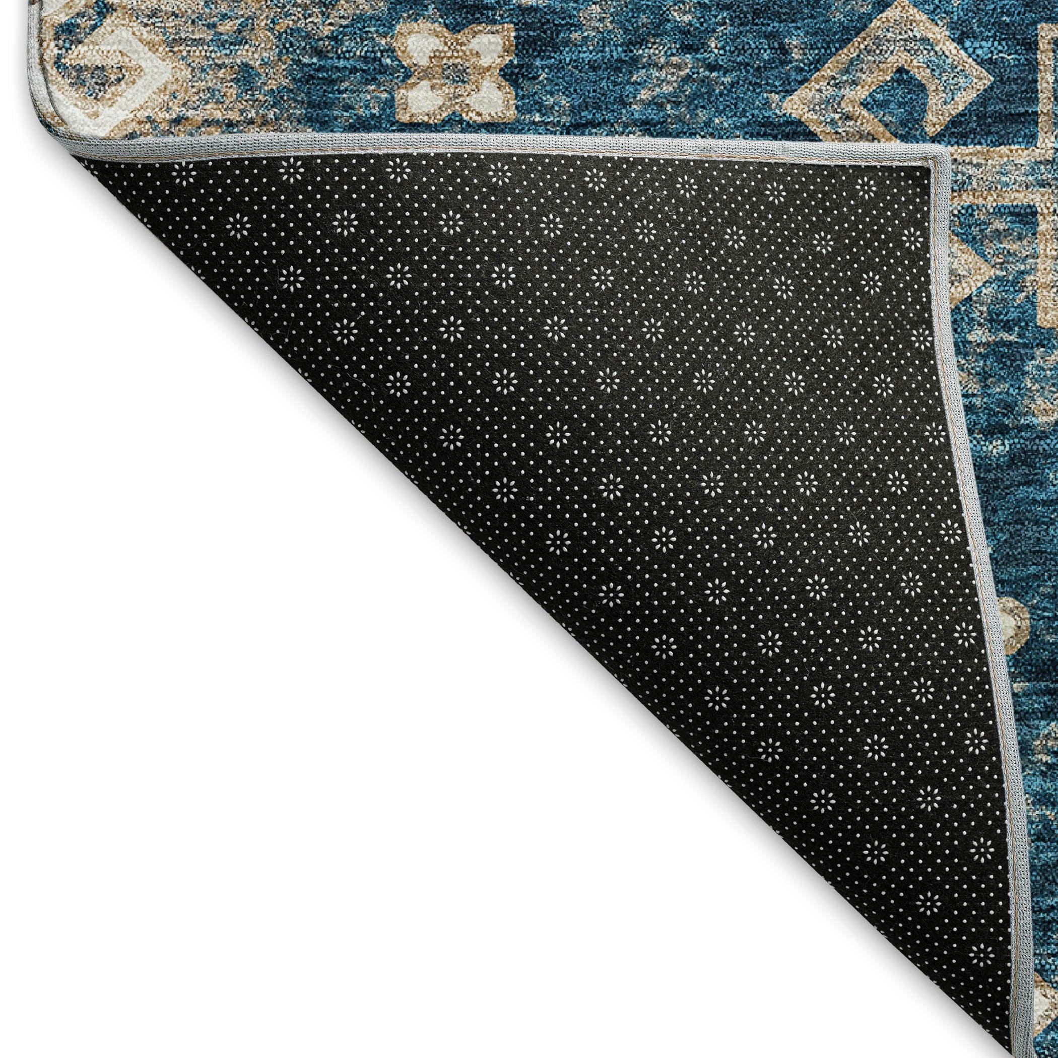 Cairo Machine Washable Traditional Navy Blue Rug 1'8" x 2'6" #shape_Rectangle