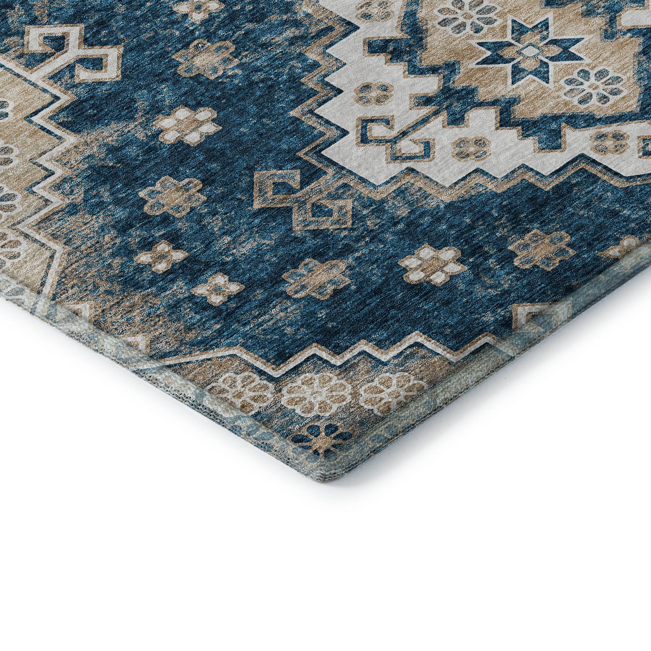 Cairo Machine Washable Traditional Navy Blue Rug 1'8" x 2'6" #shape_Rectangle