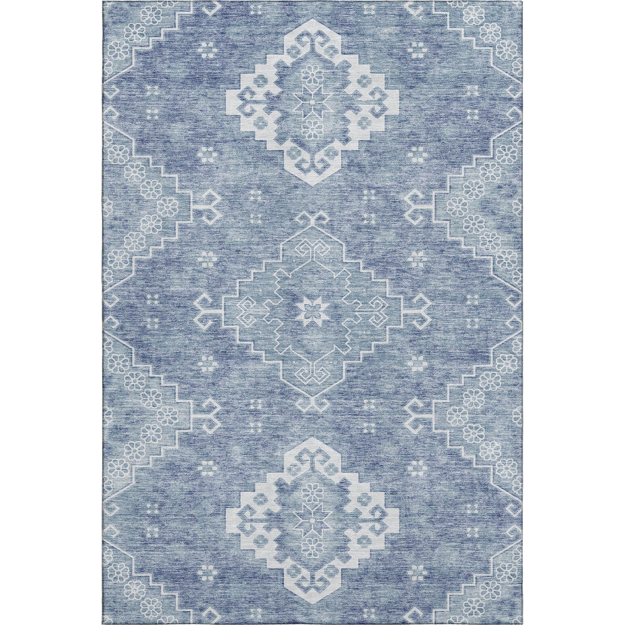 Santorini Machine Washable Traditional Blue Rug 2'6" x 3'10" #shape_Rectangle