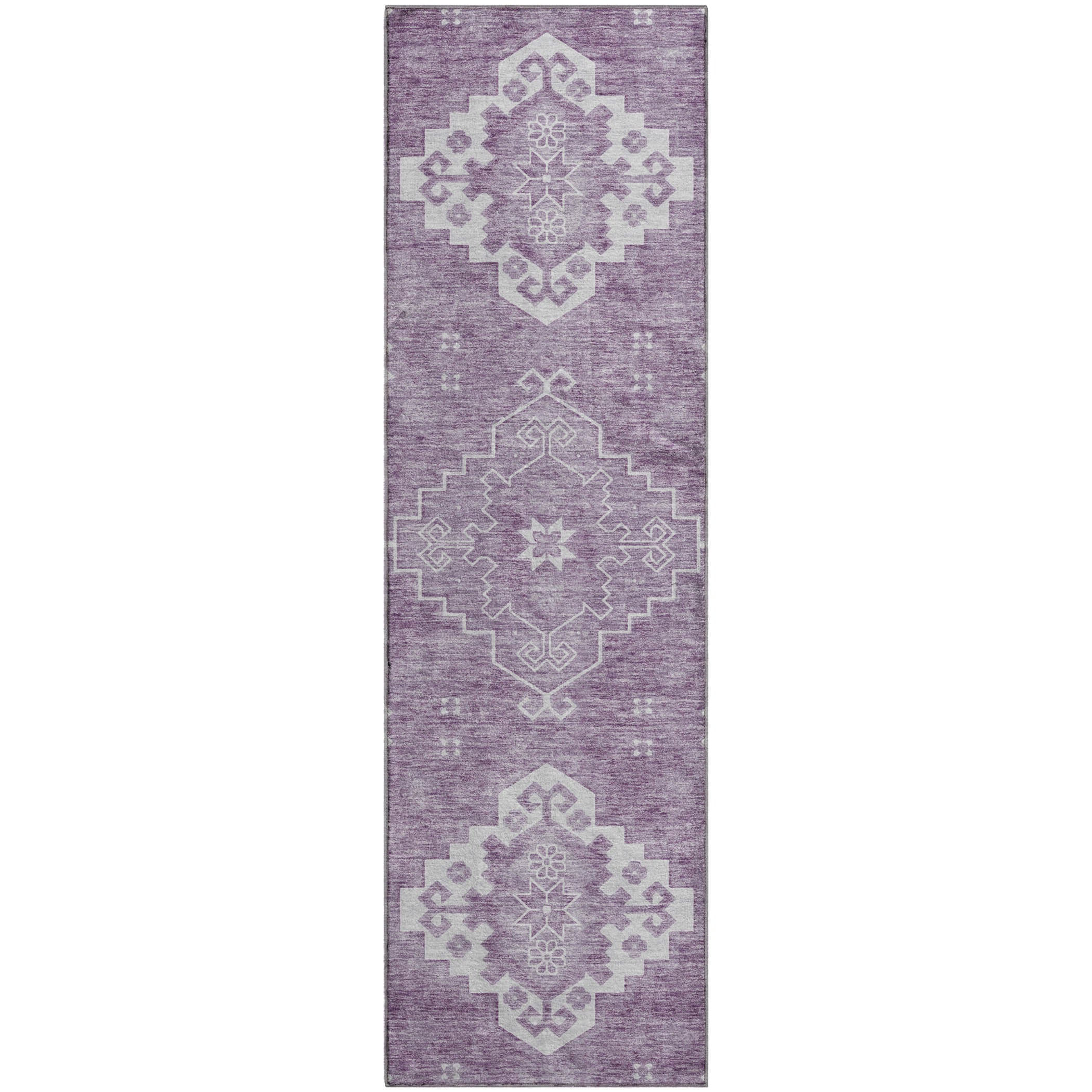 Santorini Machine Washable Traditional Lavender Purple Rug 2'3" x 7'6" #shape_Runner