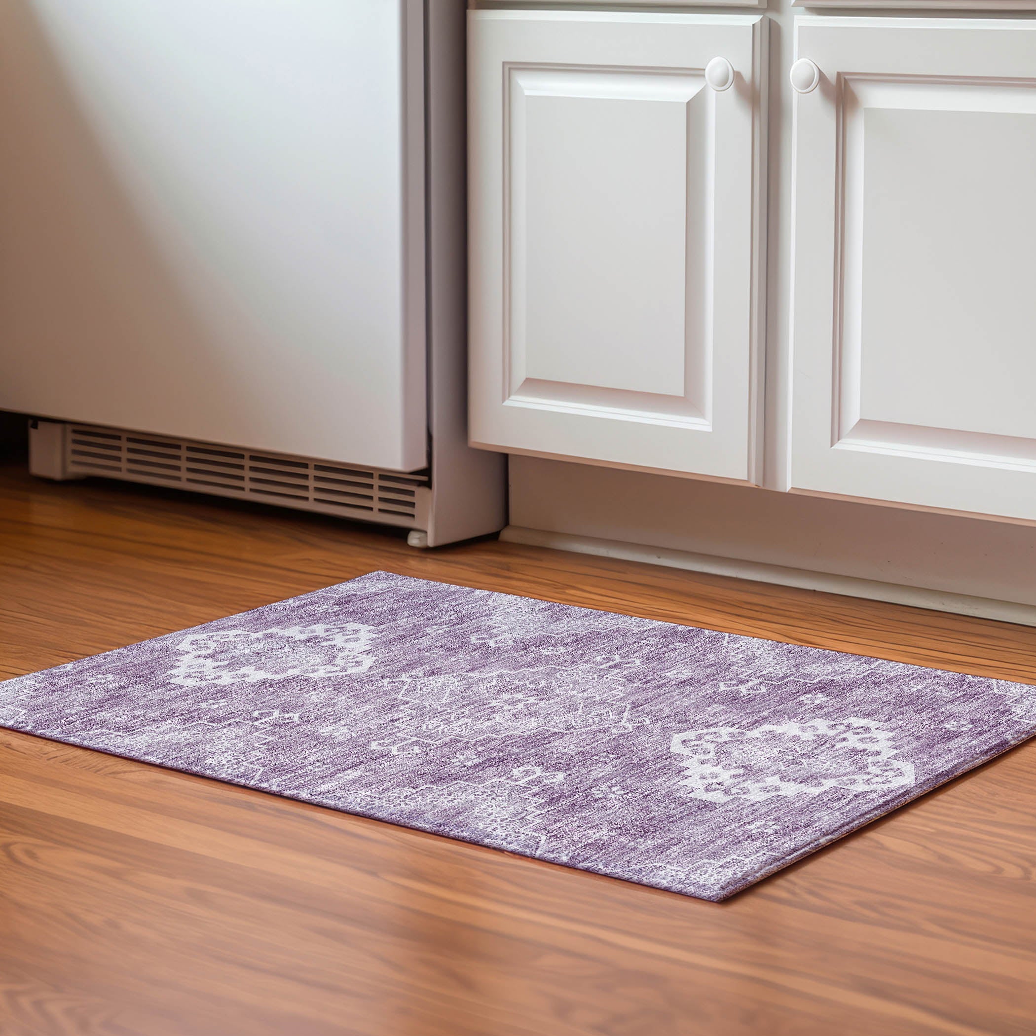 Santorini Machine Washable Traditional Lavender Purple Rug 1'8" x 2'6" #shape_Rectangle