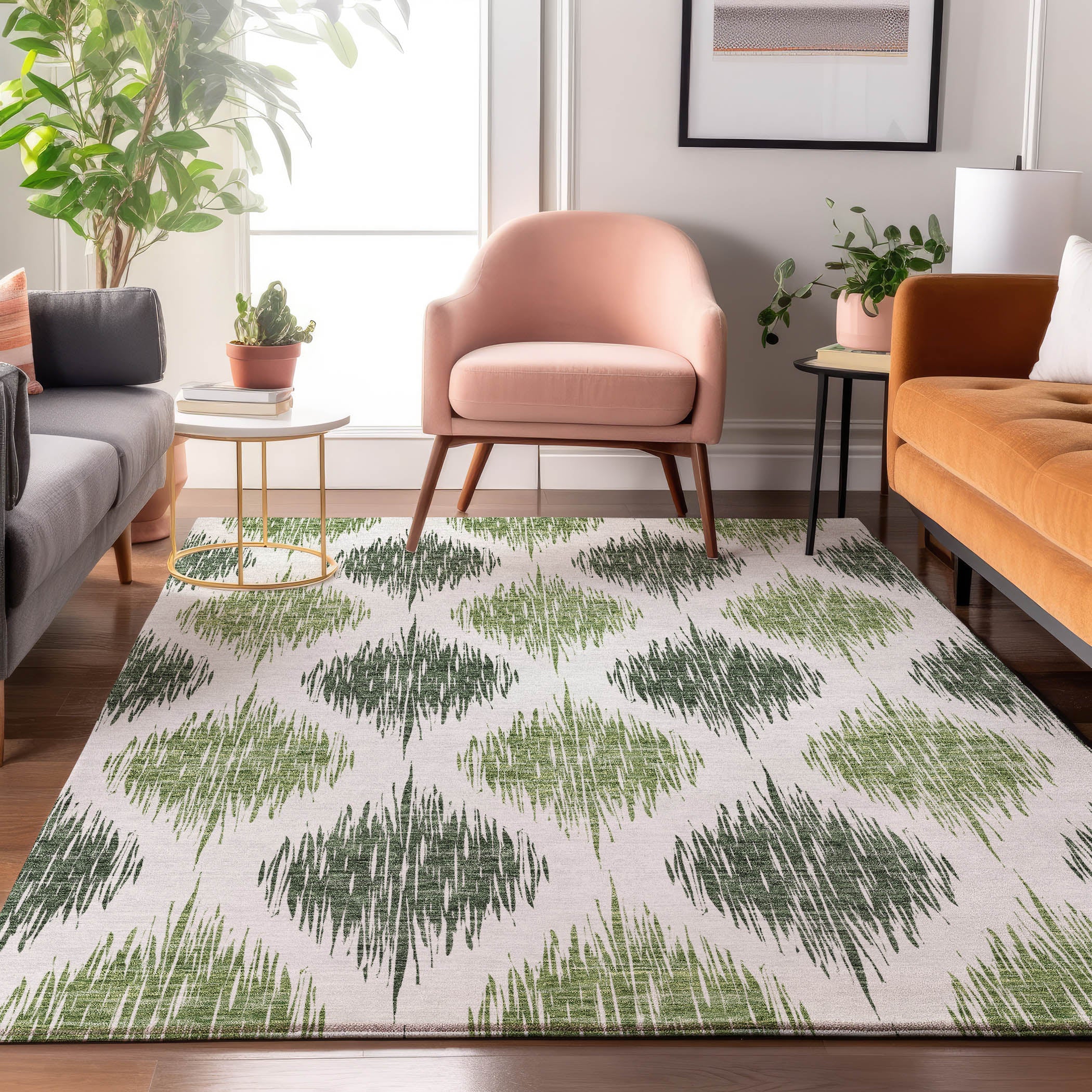 Lucerne Machine Washable Transitional Fern Green Rug 2'6" x 3'10" #shape_Rectangle