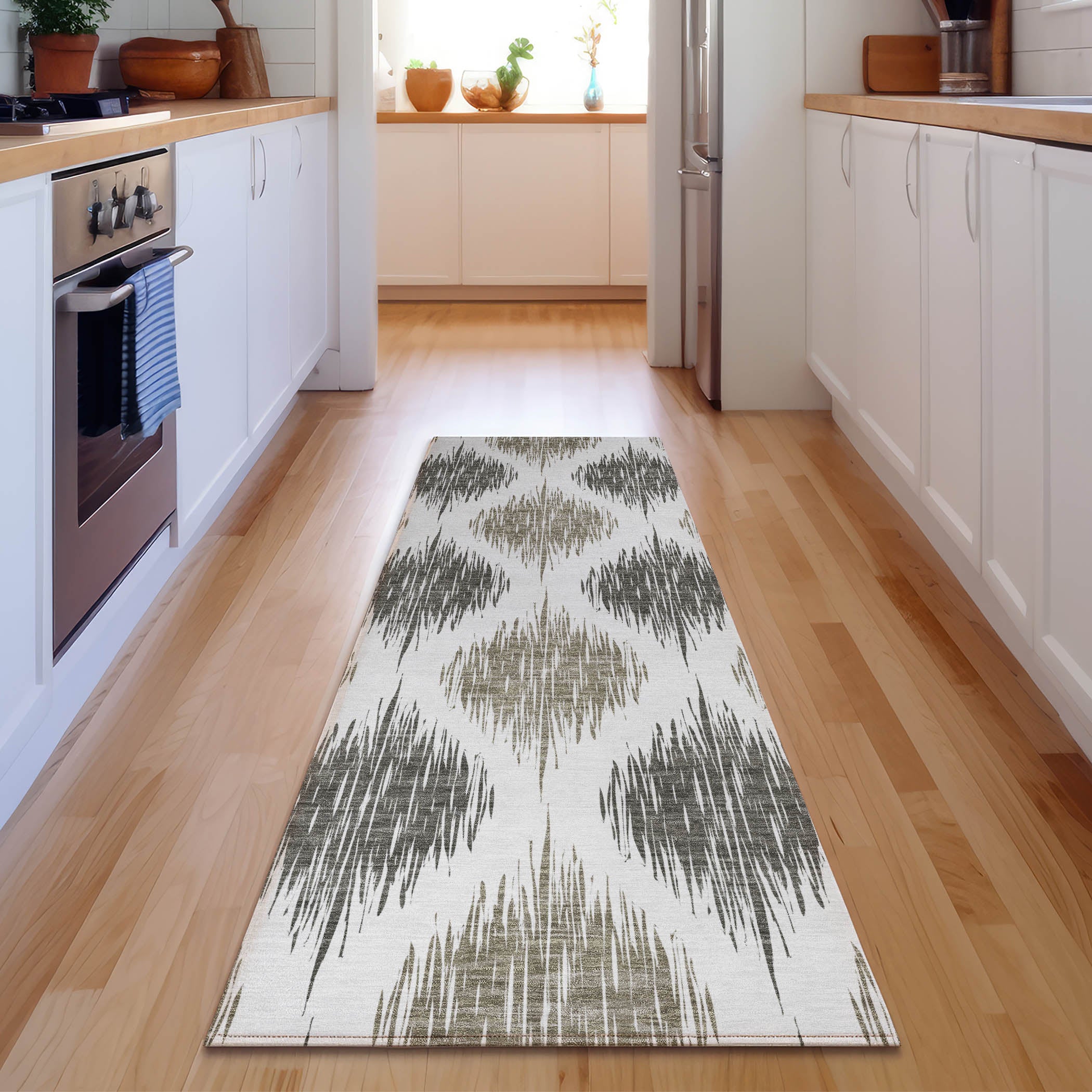 Lucerne Machine Washable Transitional Taupe Brown Rug 2'3" x 7'6" #shape_Runner