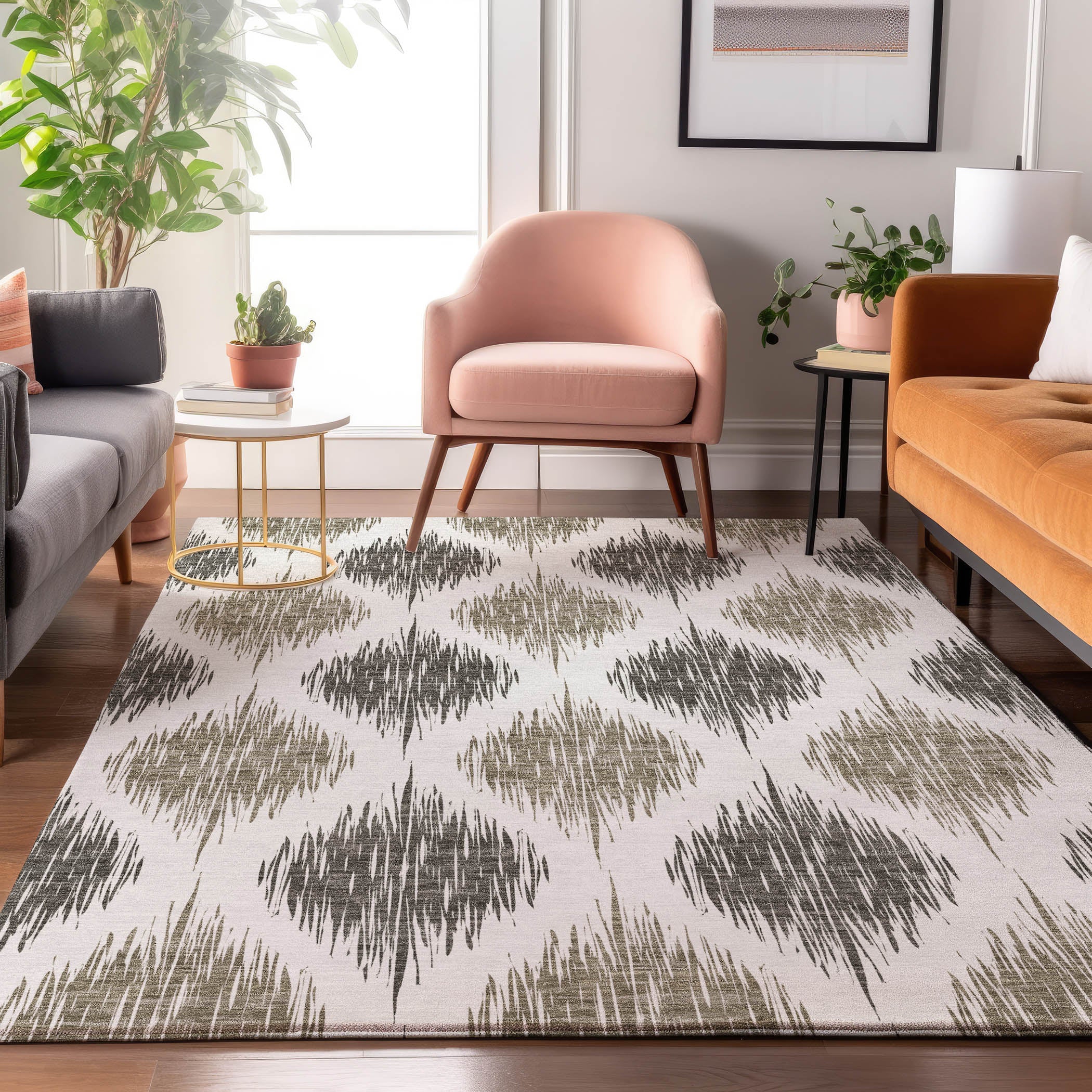 Lucerne Machine Washable Transitional Taupe Brown Rug 2'6" x 3'10" #shape_Rectangle