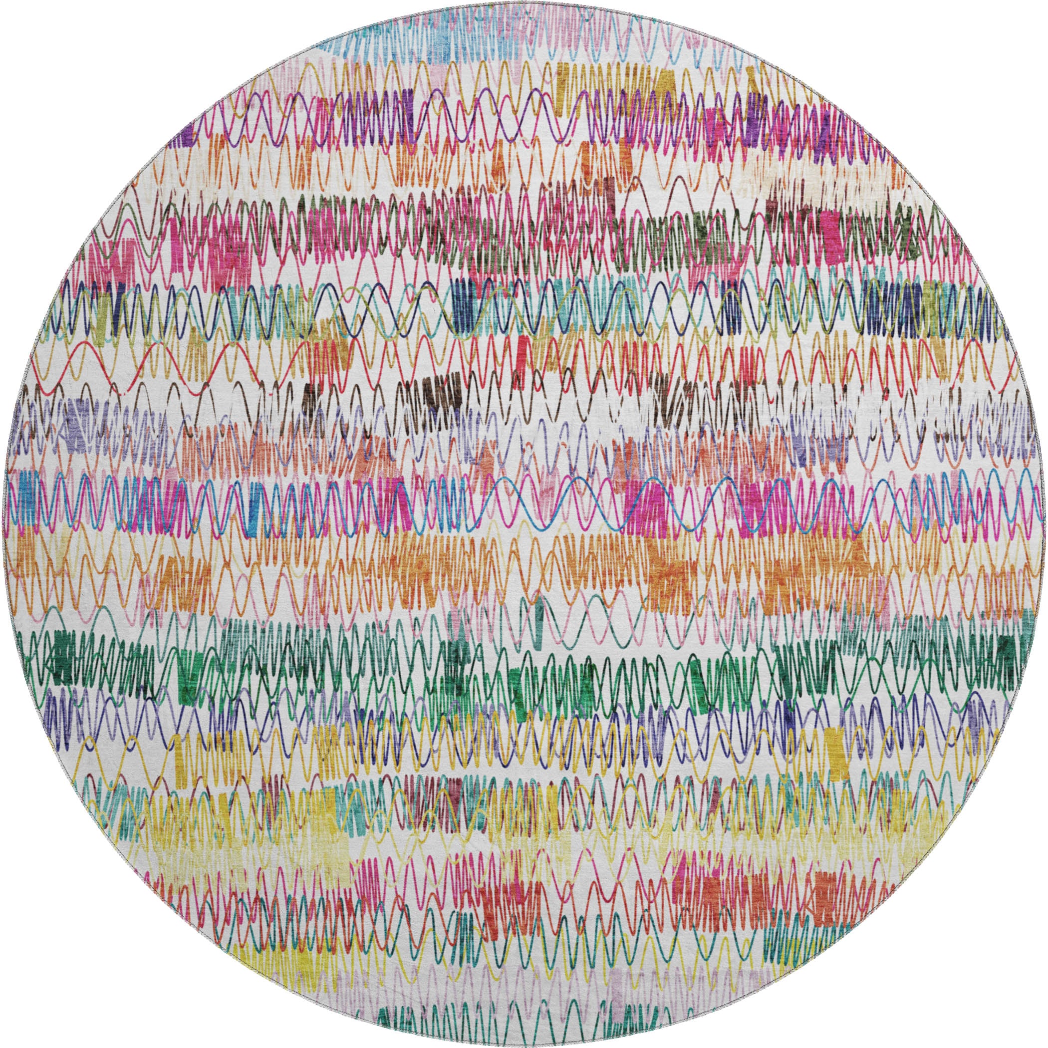 Oslo Machine Washable Transitional Green Rug 8' x 8' #shape_Round