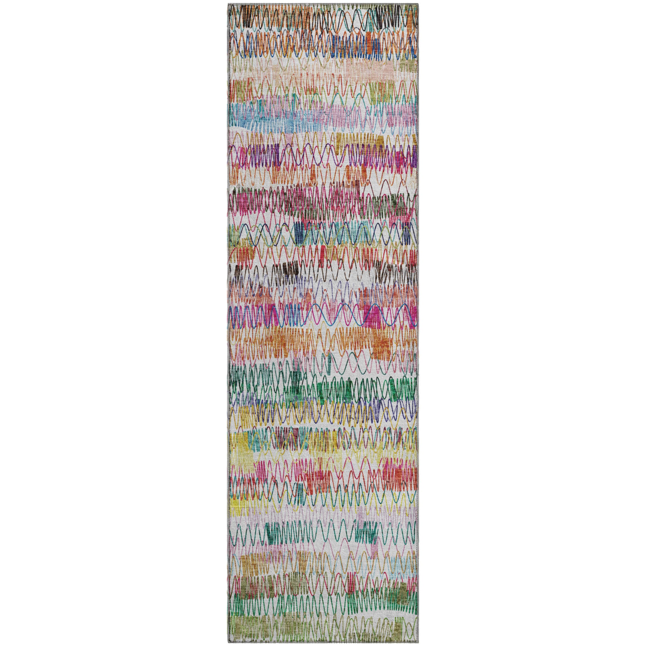 Oslo Machine Washable Transitional Green Rug 2'3" x 7'6" #shape_Runner