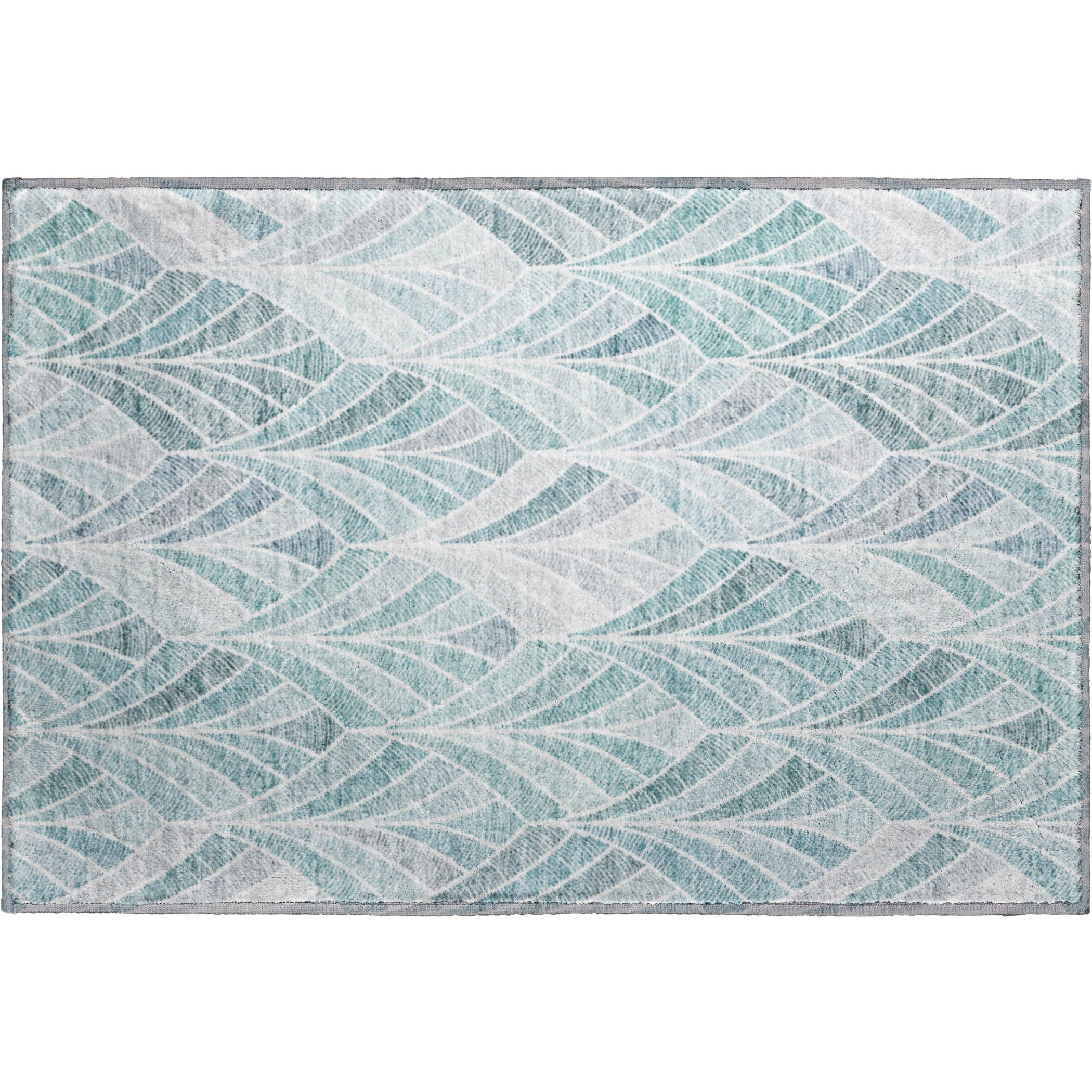 Montevideo Machine Washable Transitional Aqua Teal Rug 1'8" x 2'6" #shape_Rectangle