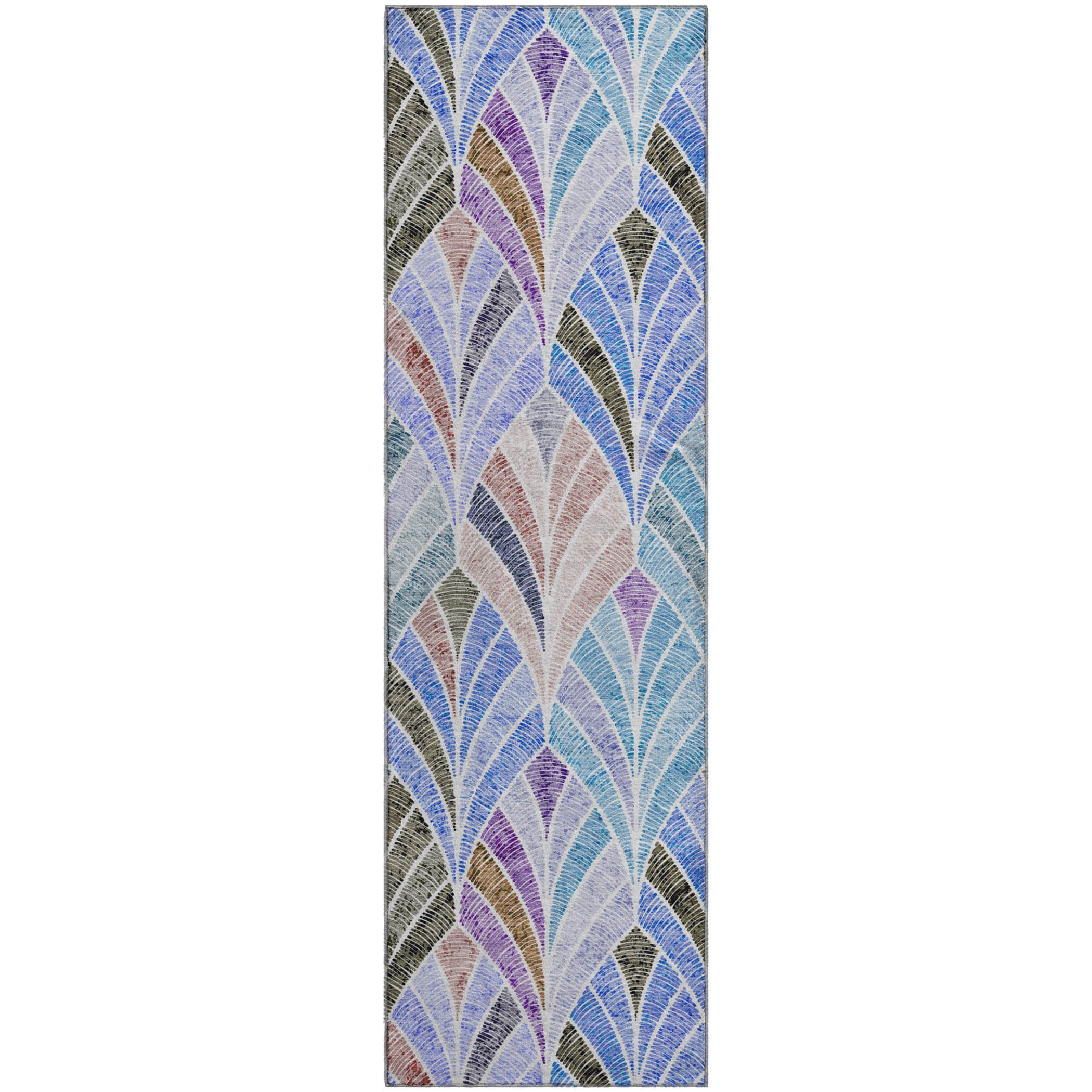 Montevideo Machine Washable Transitional Blue Rug 2'3" x 7'6" #shape_Runner