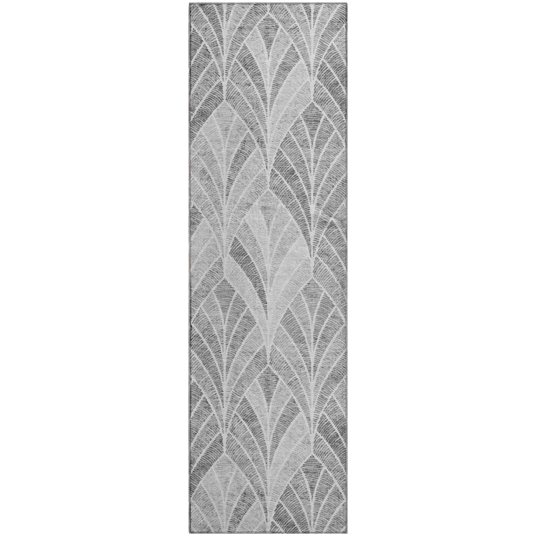 Montevideo Machine Washable Transitional Gray Rug 2'3" x 7'6" #shape_Runner