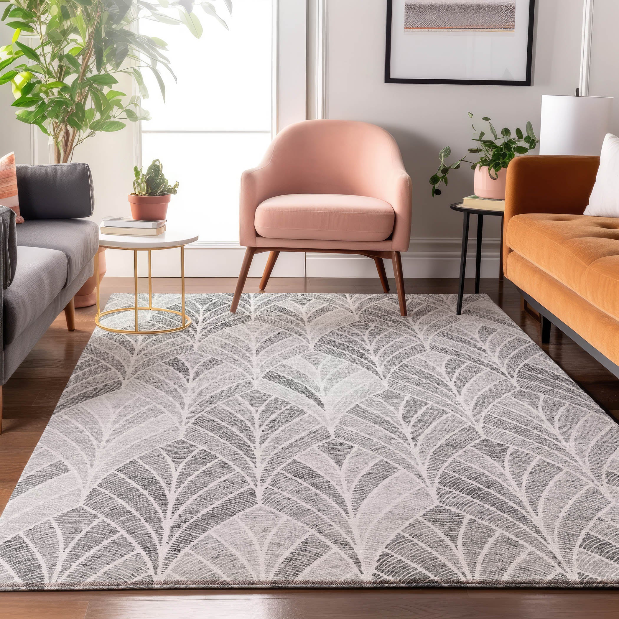 Montevideo Machine Washable Transitional Gray Rug 2'6" x 3'10" #shape_Rectangle