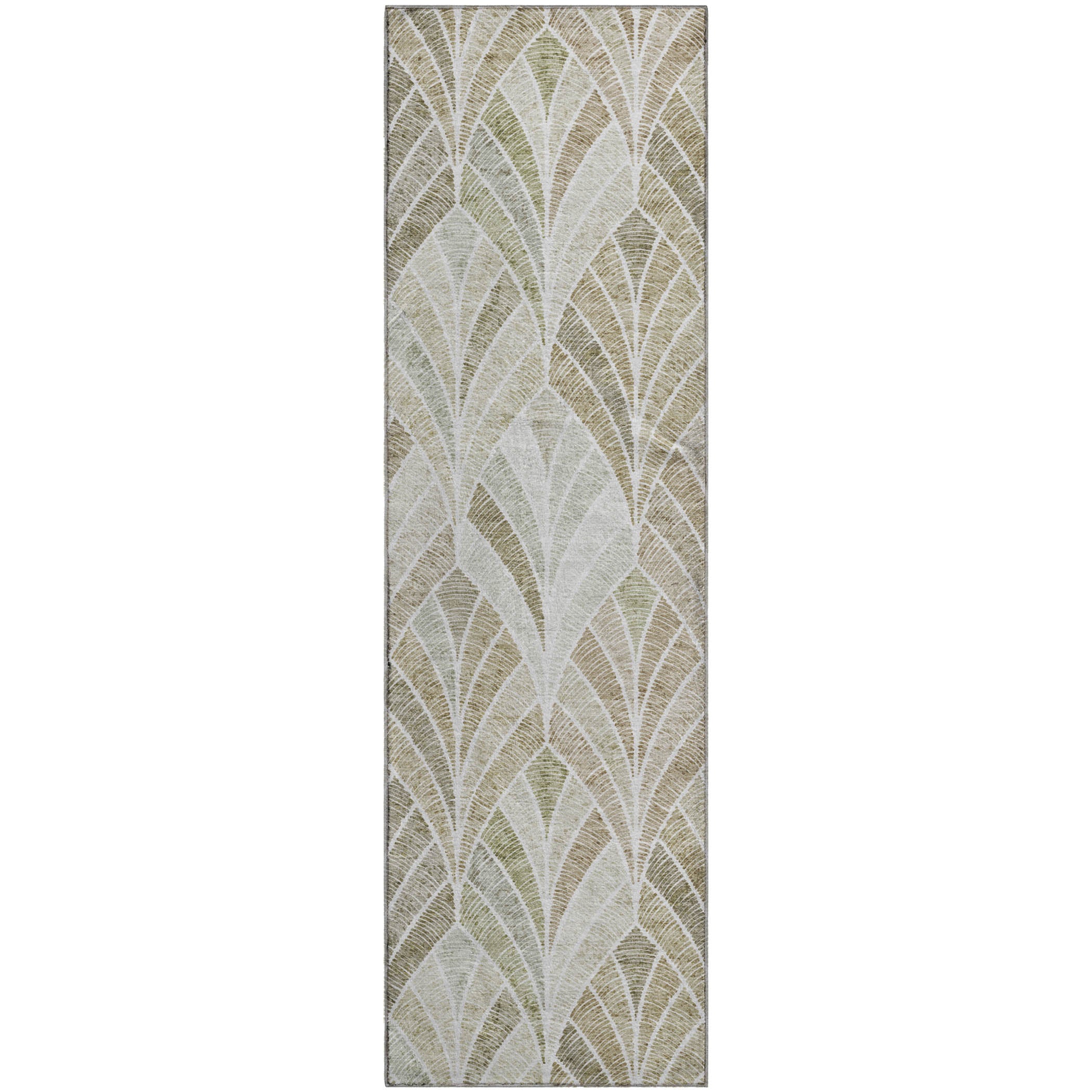 Montevideo Machine Washable Transitional Khaki Brown Rug 2'3" x 7'6" #shape_Runner